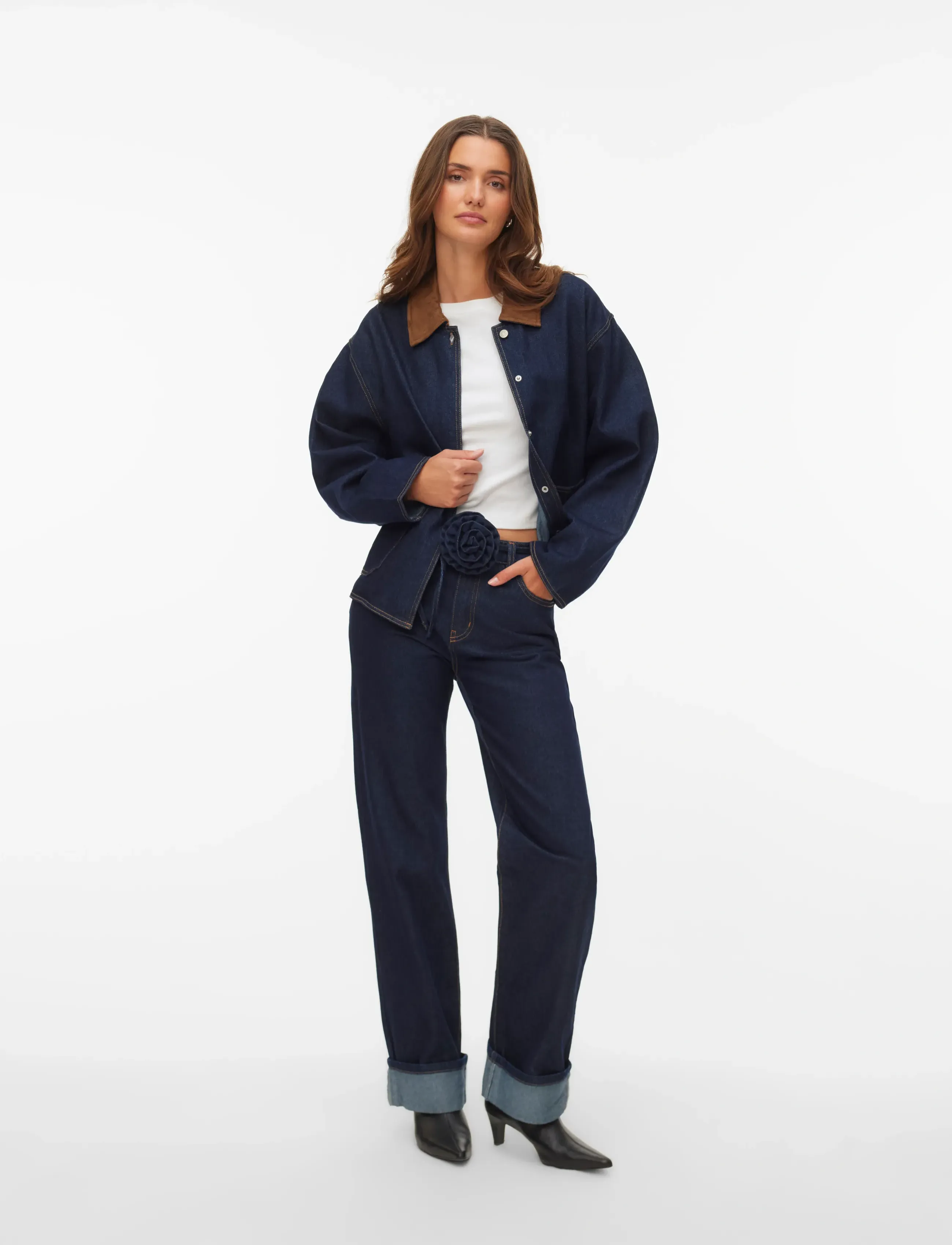 Vero Moda VMALLISON MR STRAIGHT ROSEBELT JNS SI346 - Vero Moda - DARK BLUE DENIM / blue