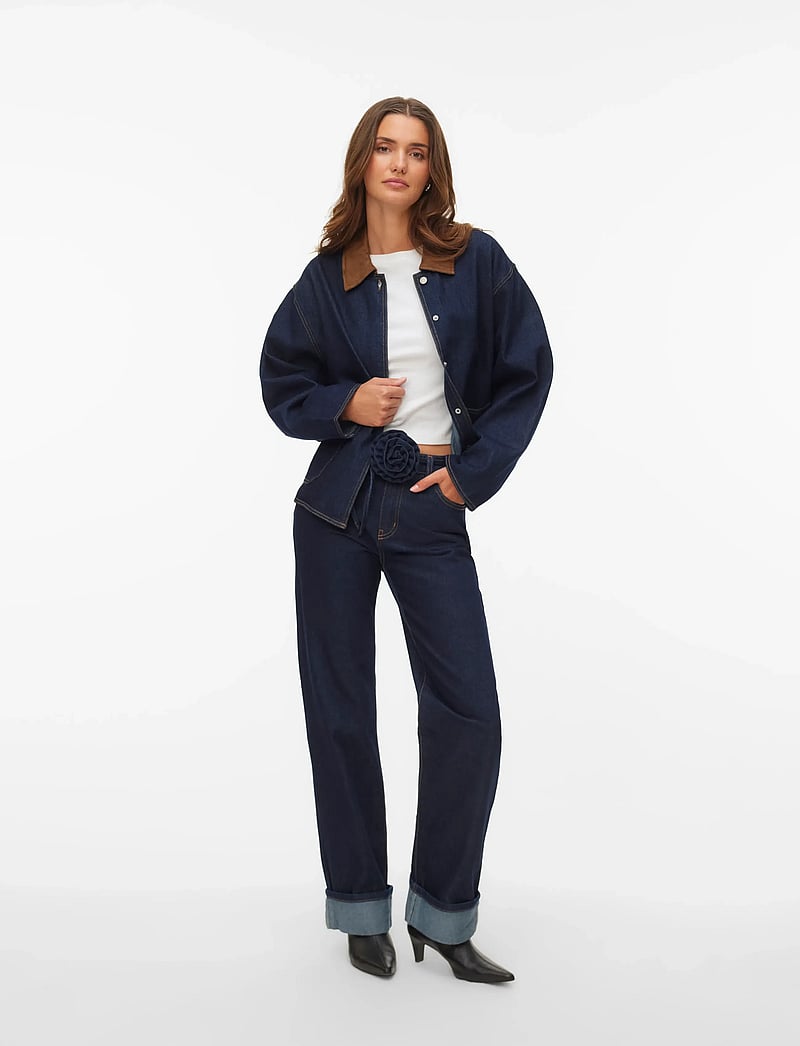 Vero Moda - VMALLISON MR STRAIGHT ROSEBELT JNS SI346 - straight jeans - dark blue denim - 0