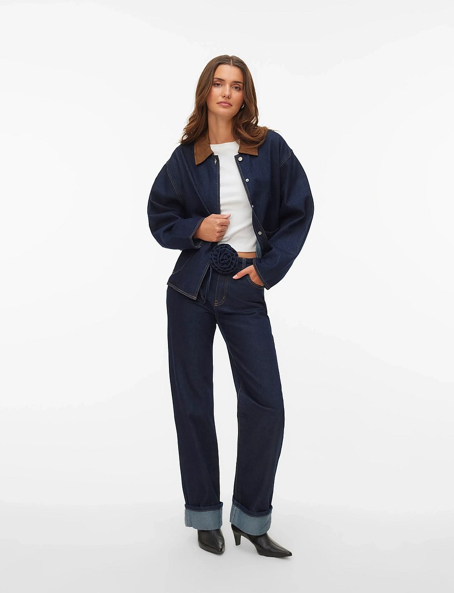Vero Moda - VMALLISON MR STRAIGHT ROSEBELT JNS SI346 - straight jeans - dark blue denim - 0