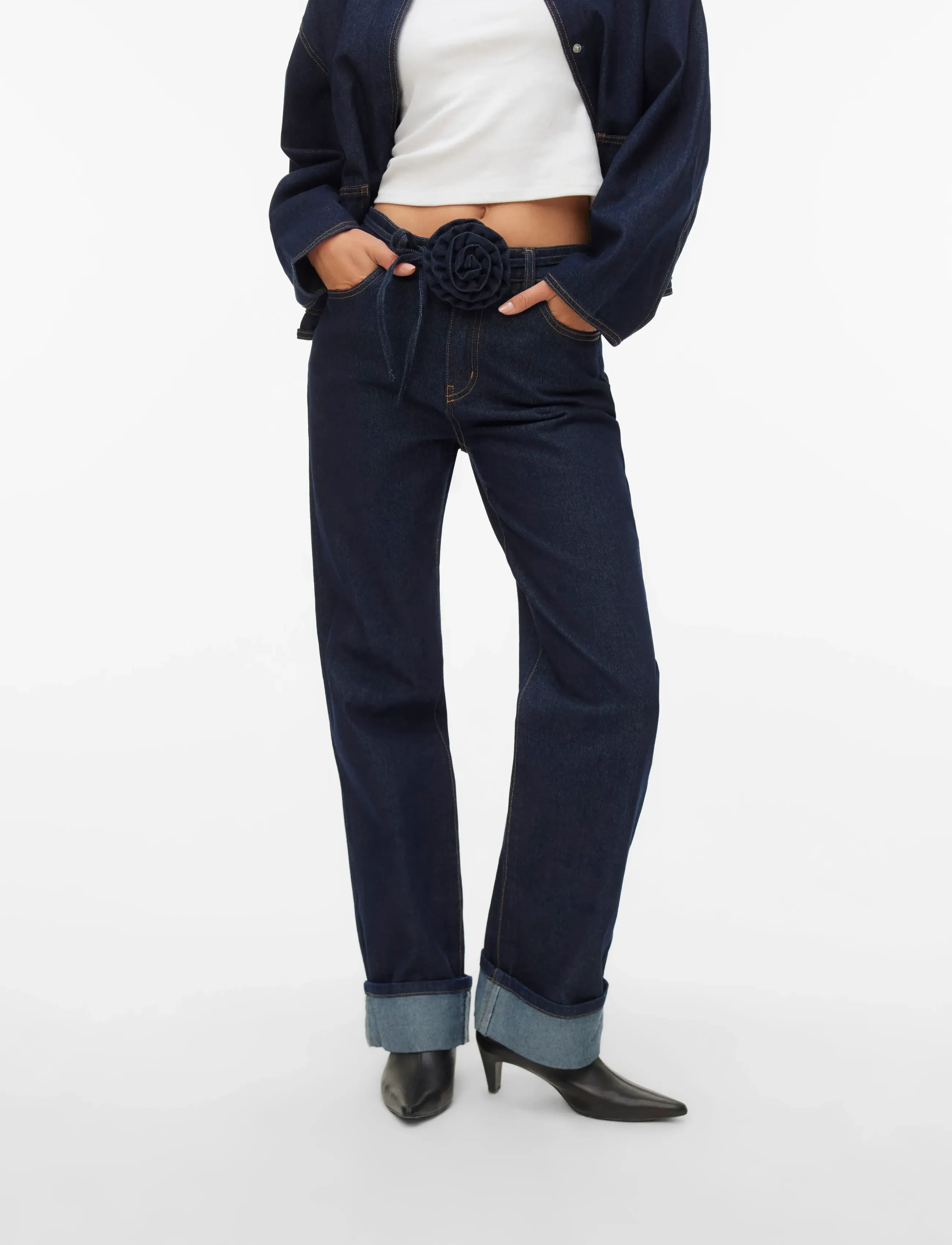 Vero Moda - VMALLISON MR STRAIGHT ROSEBELT JNS SI346 - straight jeans - dark blue denim - 3