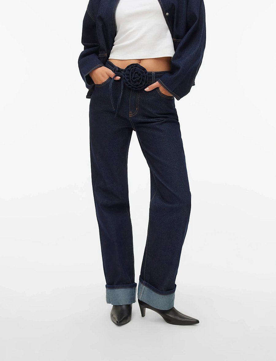 Vero Moda - VMALLISON MR STRAIGHT ROSEBELT JNS SI346 - džinsa bikses ar taisnām starām - dark blue denim - 3