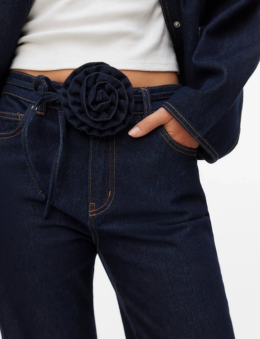 Vero Moda - VMALLISON MR STRAIGHT ROSEBELT JNS SI346 - džinsa bikses ar taisnām starām - dark blue denim - 4