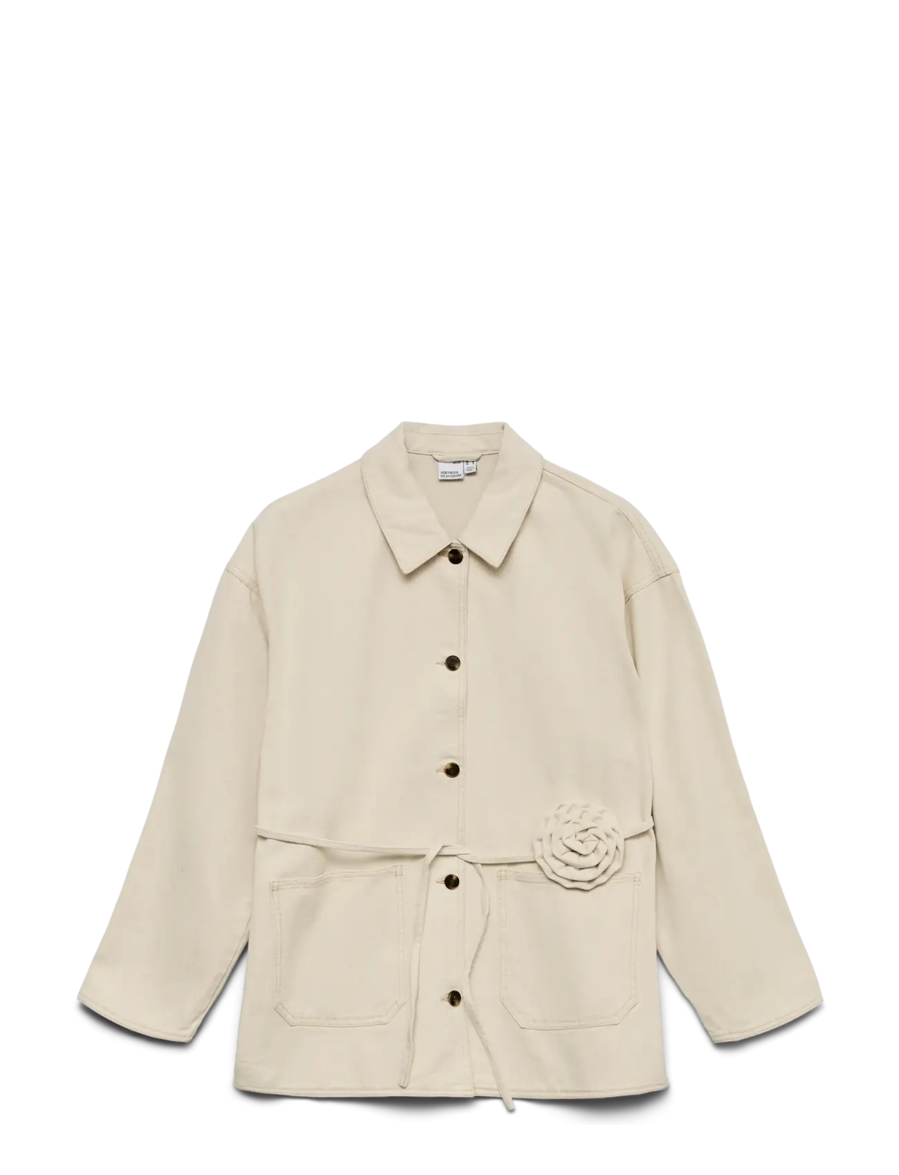 Vero Moda VMSAZZY LS ROSE BELT DNM JAKCET - Vero Moda - ECRU / cream