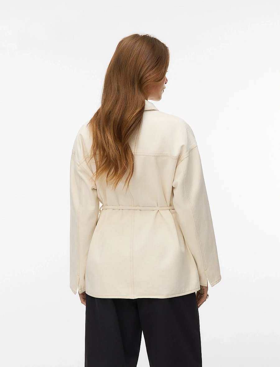 Vero Moda - VMSAZZY LS ROSE BELT DNM JAKCET - frühlingsjacken - ecru - 3