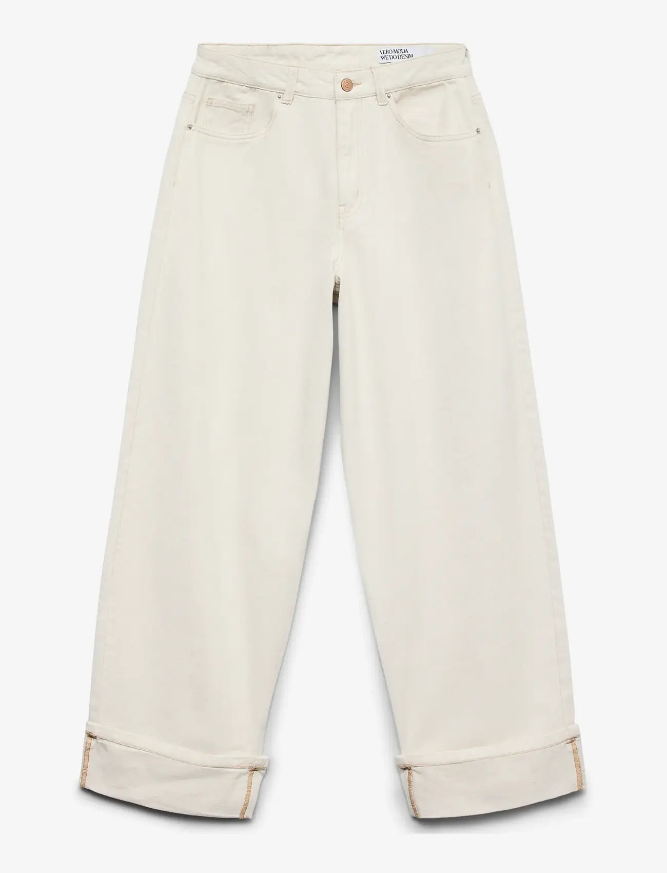 Vero Moda - VMZELDA HR BARREL FOLD UP ECRU JEANS - barrel jeans - ecru - 1