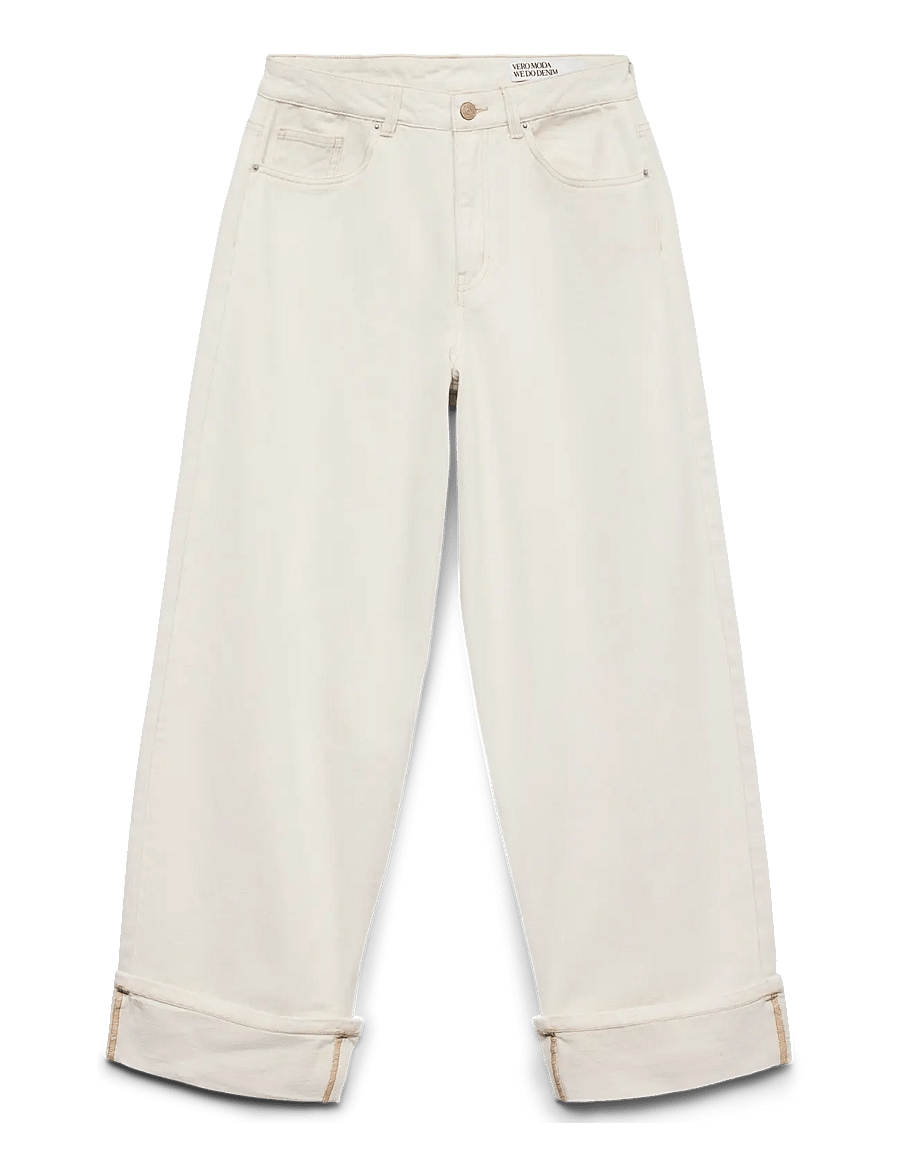 Vero Moda - VMZELDA HR BARREL FOLD UP ECRU JEANS - barrel jeans - ecru - 1