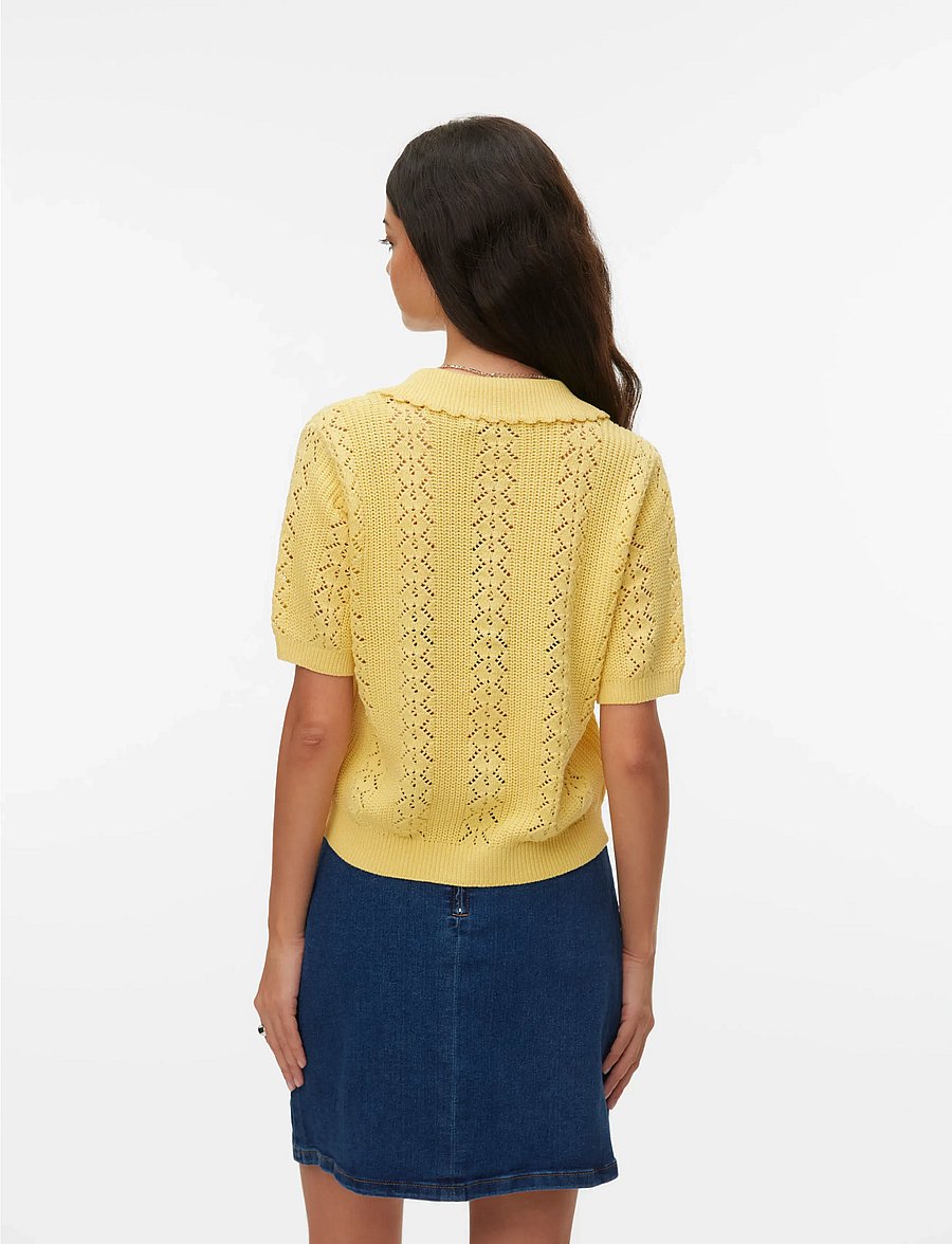Vero Moda - VMDARIA SS POLONECK CARDIGAN - koftor - golden haze - 2