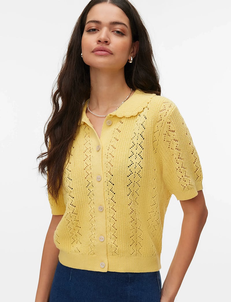Vero Moda - VMDARIA SS POLONECK CARDIGAN - cardigans - golden haze - 3