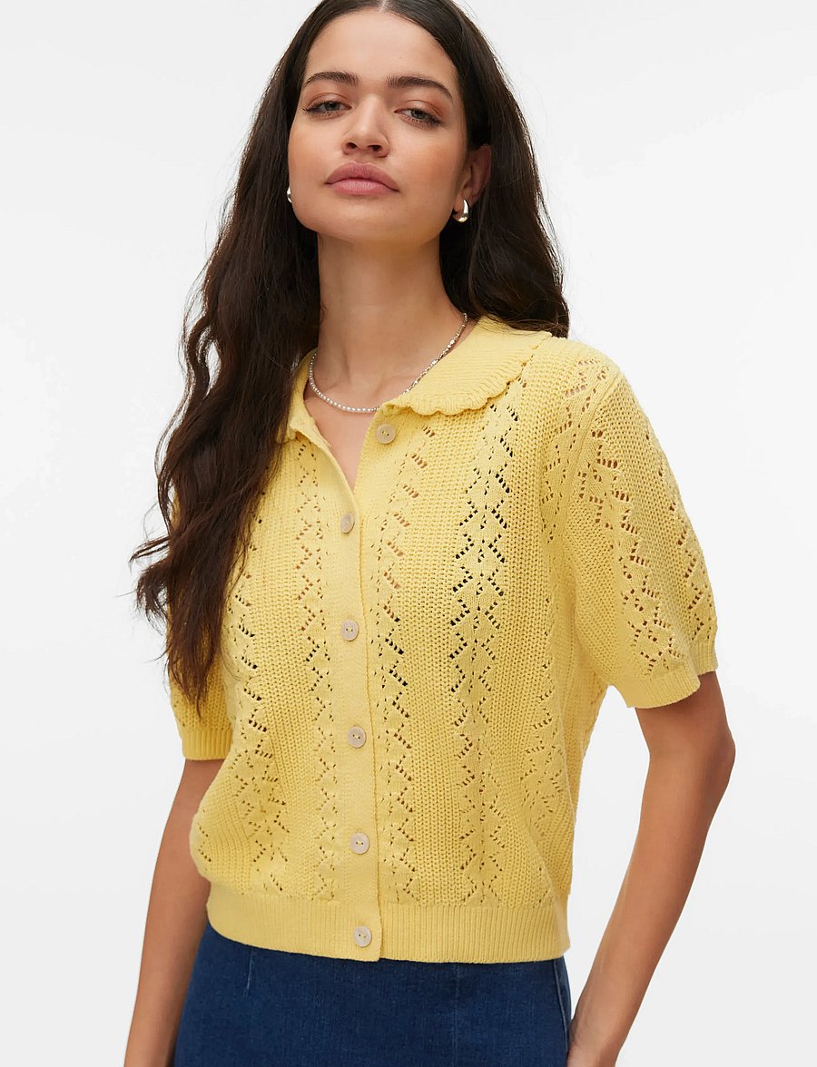 Vero Moda - VMDARIA SS POLONECK CARDIGAN - koftor - golden haze - 3