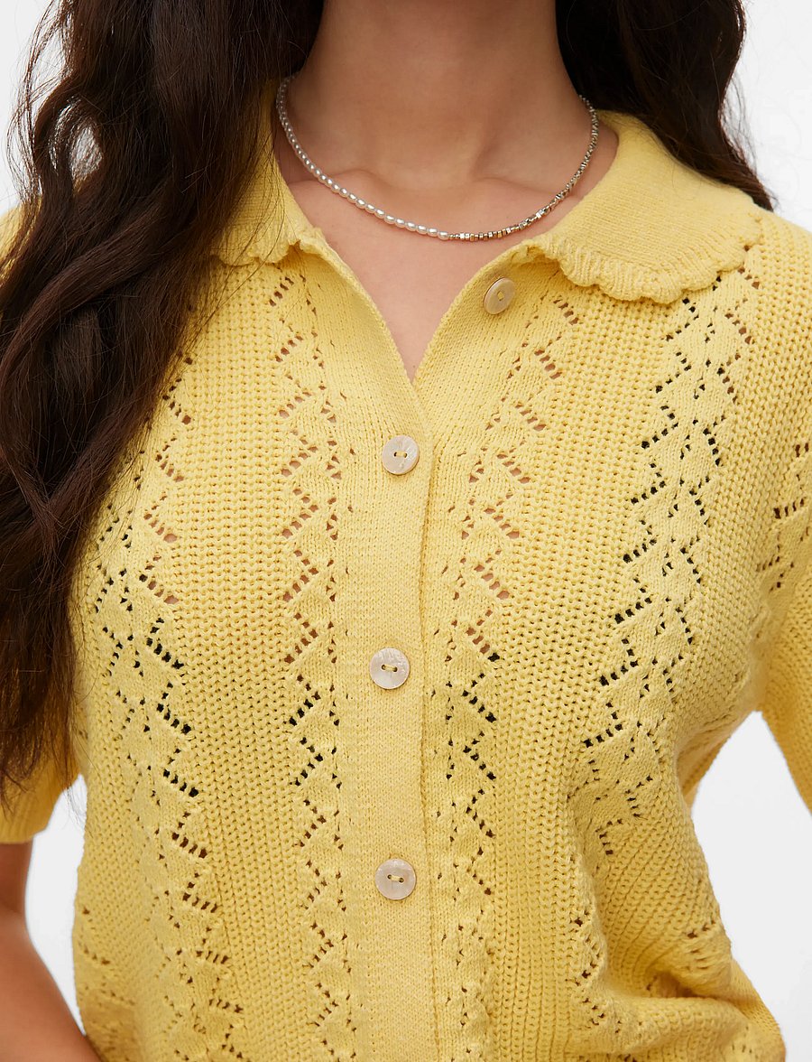 Vero Moda - VMDARIA SS POLONECK CARDIGAN - koftor - golden haze - 4