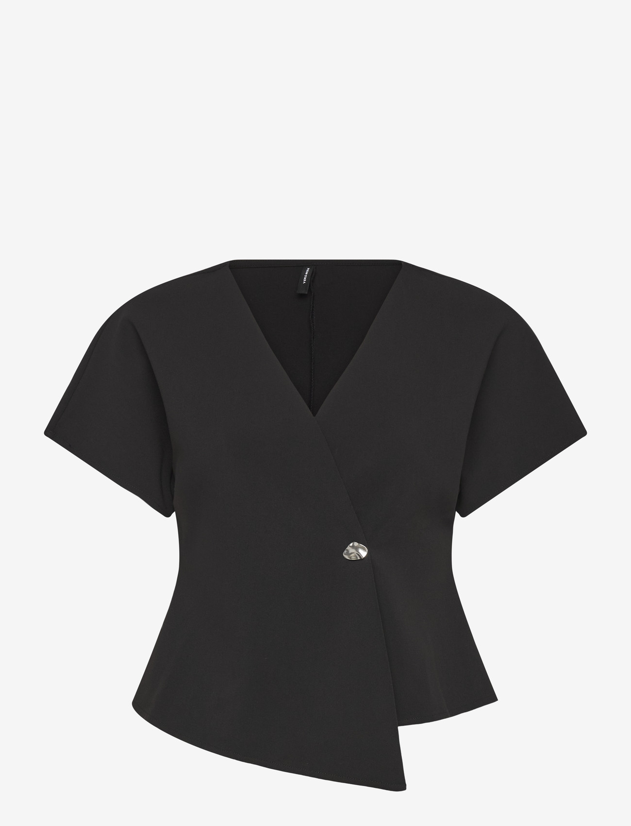 Vero Moda - VMSONJA SS V-NECK TOP WVN EXP - kurzämlige blusen - black - 0