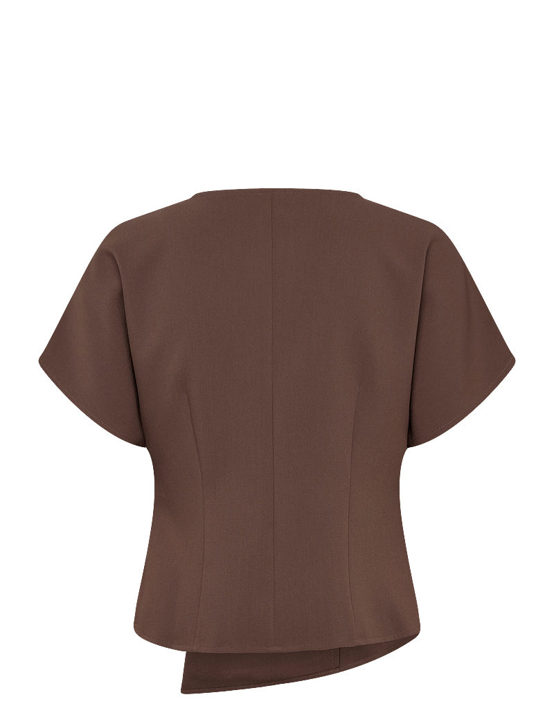 Vero Moda - VMSONJA SS V-NECK TOP WVN EXP - kortærmede bluser - chocolate martini - 1