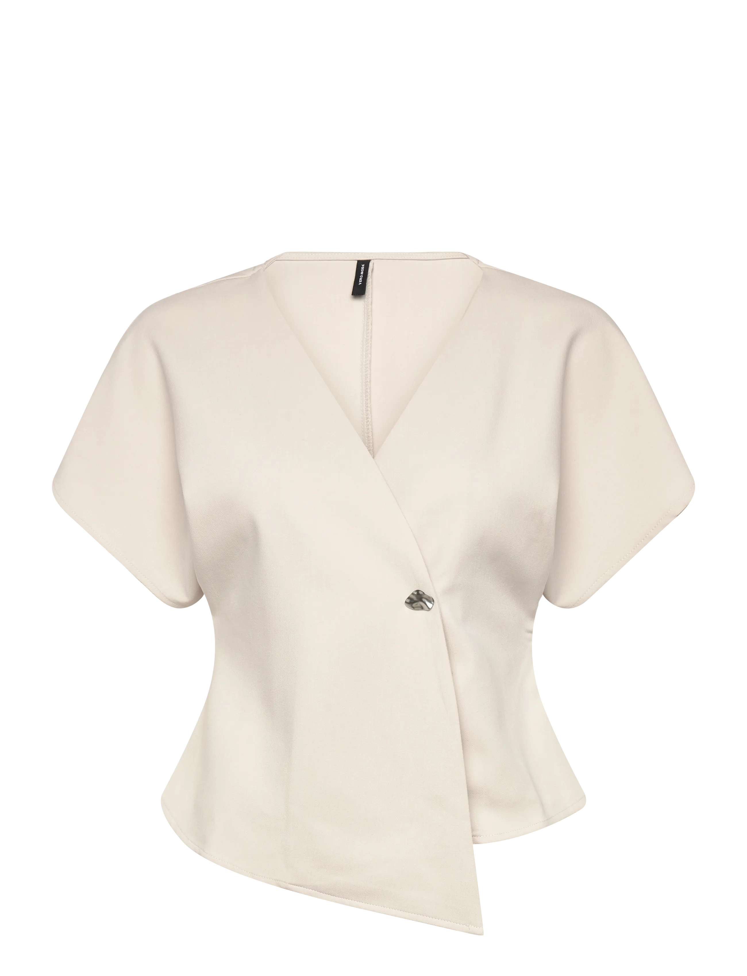 Vero Moda VMSONJA SS V-NECK TOP WVN EXP - Puserot & kauluspaidat - PUMICE STONE / cream