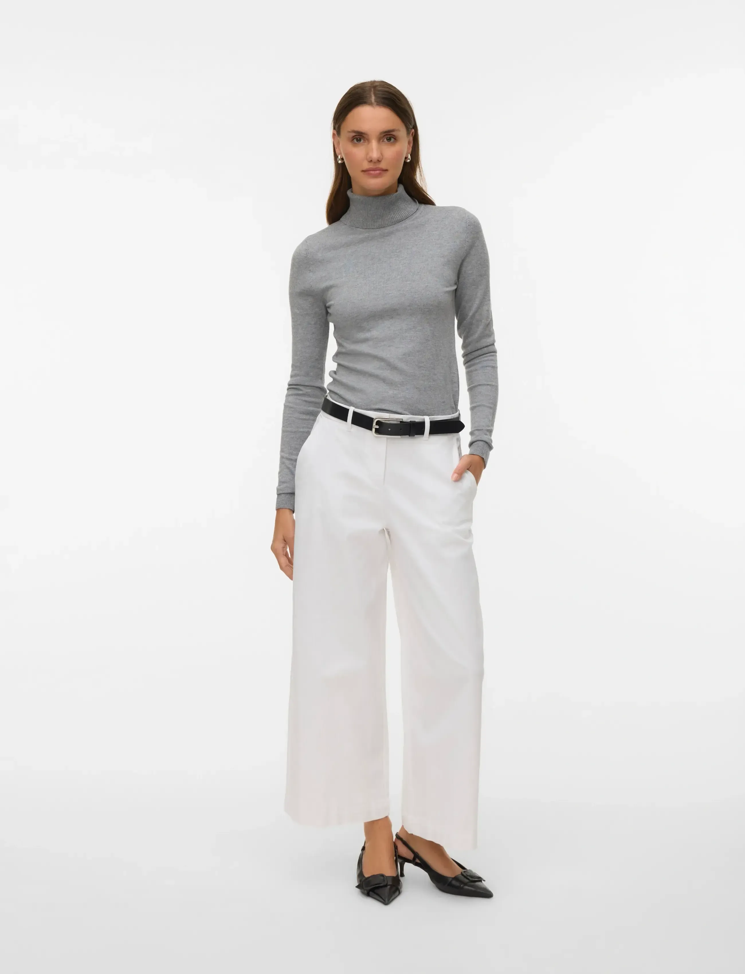 Vero Moda AWVANA MW WIDE ANKLE PANT NOOS - Nyheter - BRIGHT WHITE / white