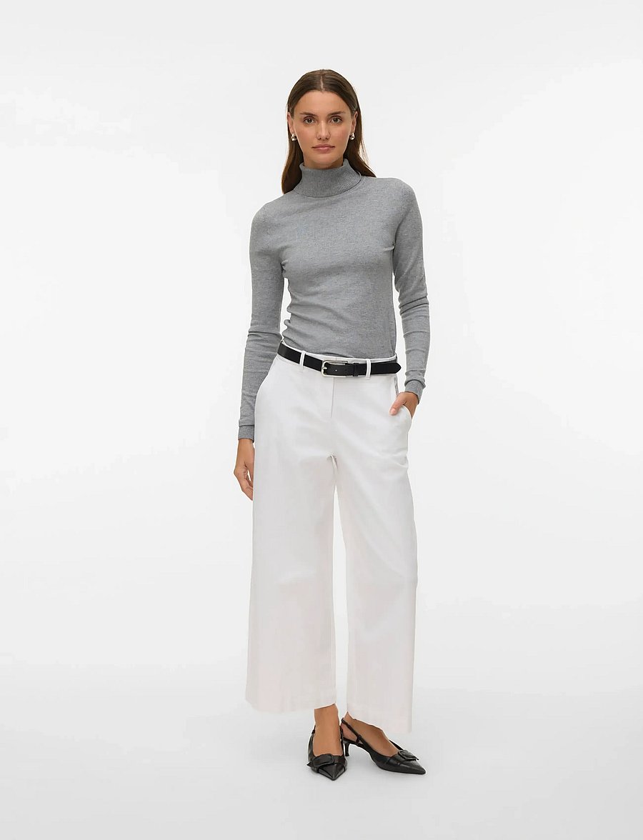 Vero Moda - AWVANA MW WIDE ANKLE PANT NOOS - hosen mit weitem bein - bright white - 0