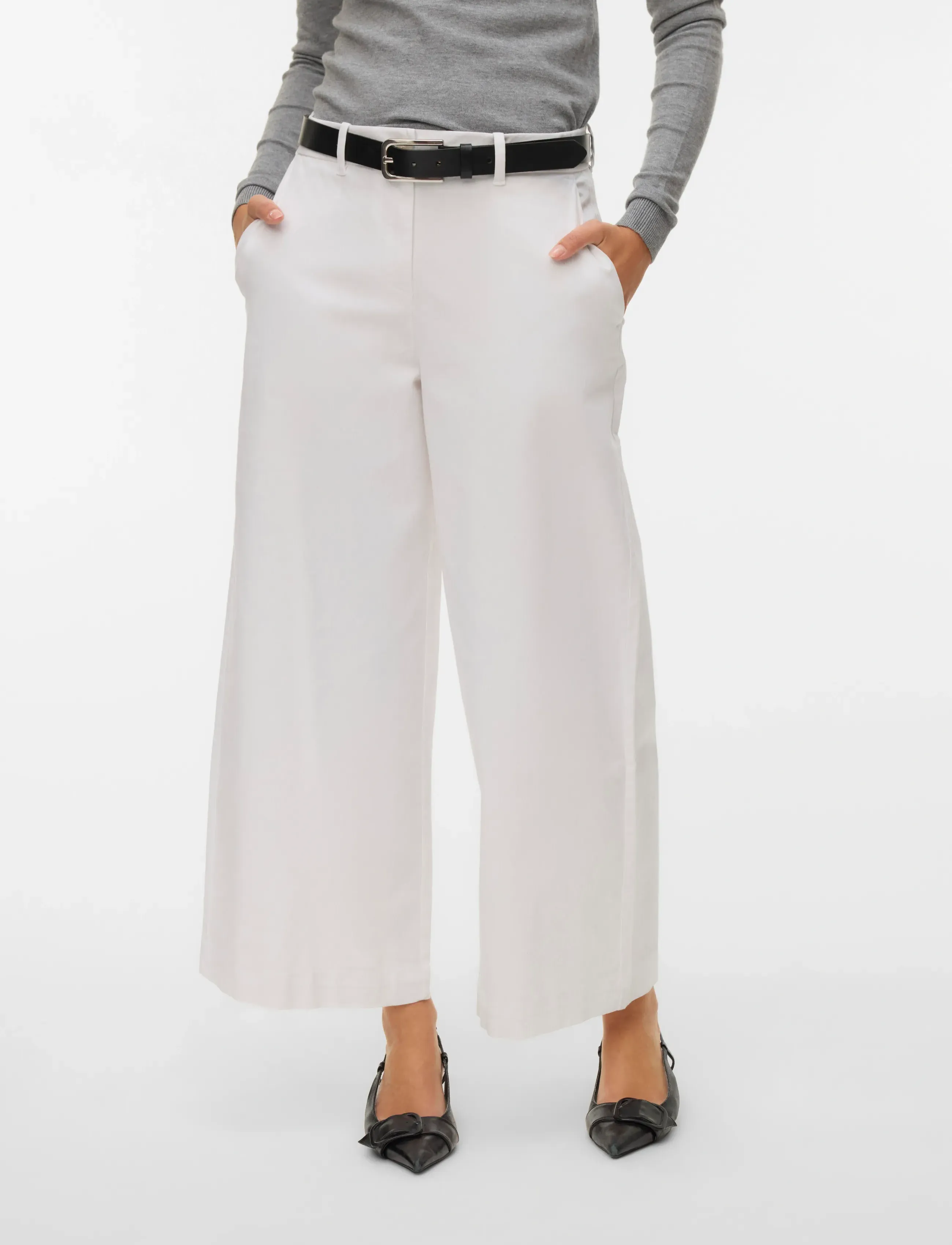 Vero Moda - AWVANA MW WIDE ANKLE PANT NOOS - hosen mit weitem bein - bright white - 4