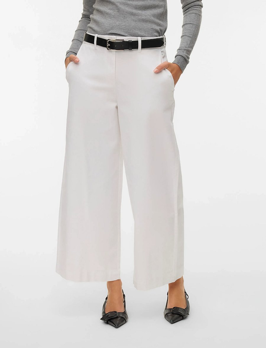 Vero Moda - AWVANA MW WIDE ANKLE PANT NOOS - hosen mit weitem bein - bright white - 4