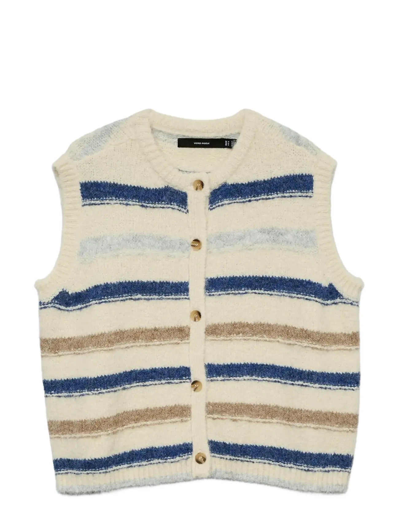 VERO MODA Vmkira Sl O-Neck Stripe Vest Boo Cream - S - Damen