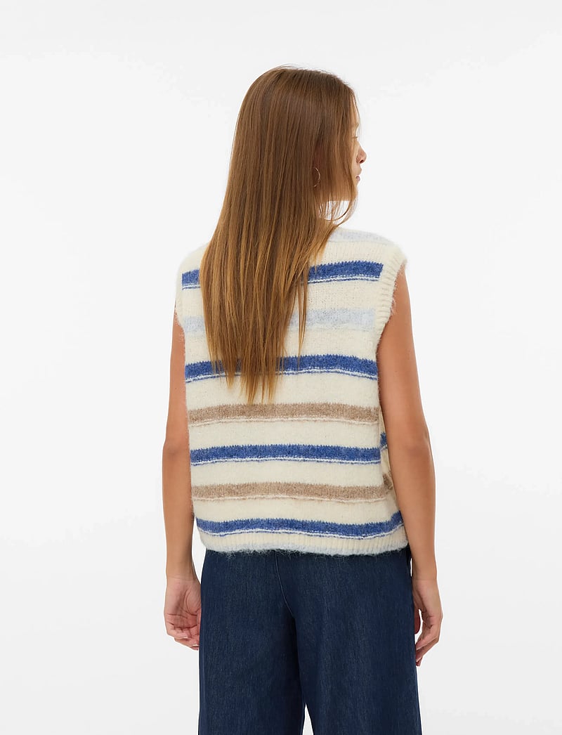 Vero Moda - VMKIRA SL O-NECK STRIPE VEST BOO - gestrickte westen - birch - 2
