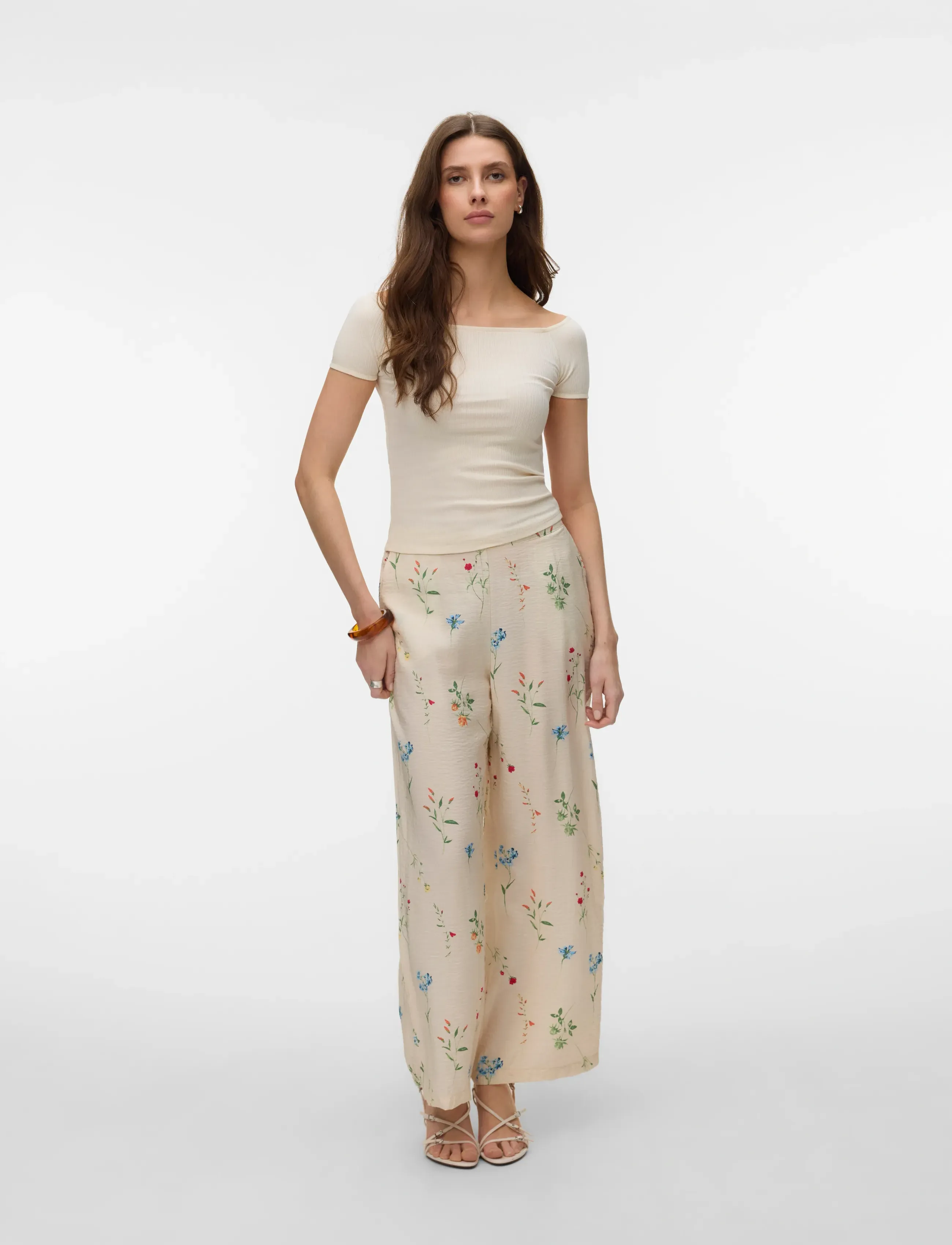 Vero Moda Awverde Ss Off Shoulder Top Noos, XS, T-shirts & Oberteile, Creme - Short-sleeved, Frauen