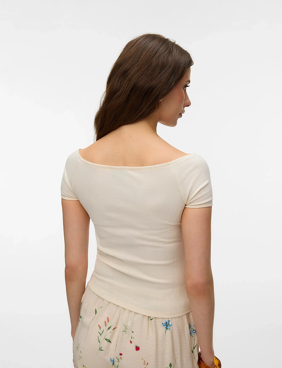Vero Moda - AWVERDE SS OFF SHOULDER TOP NOOS - t-shirts - birch - 2