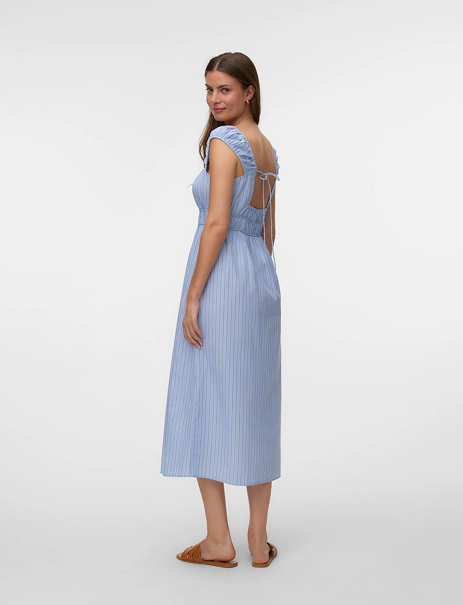 Vero Moda - VMLEYA SL 7/8 STRIPE DRESS WVN - sommerkleider - brunnera blue - 3