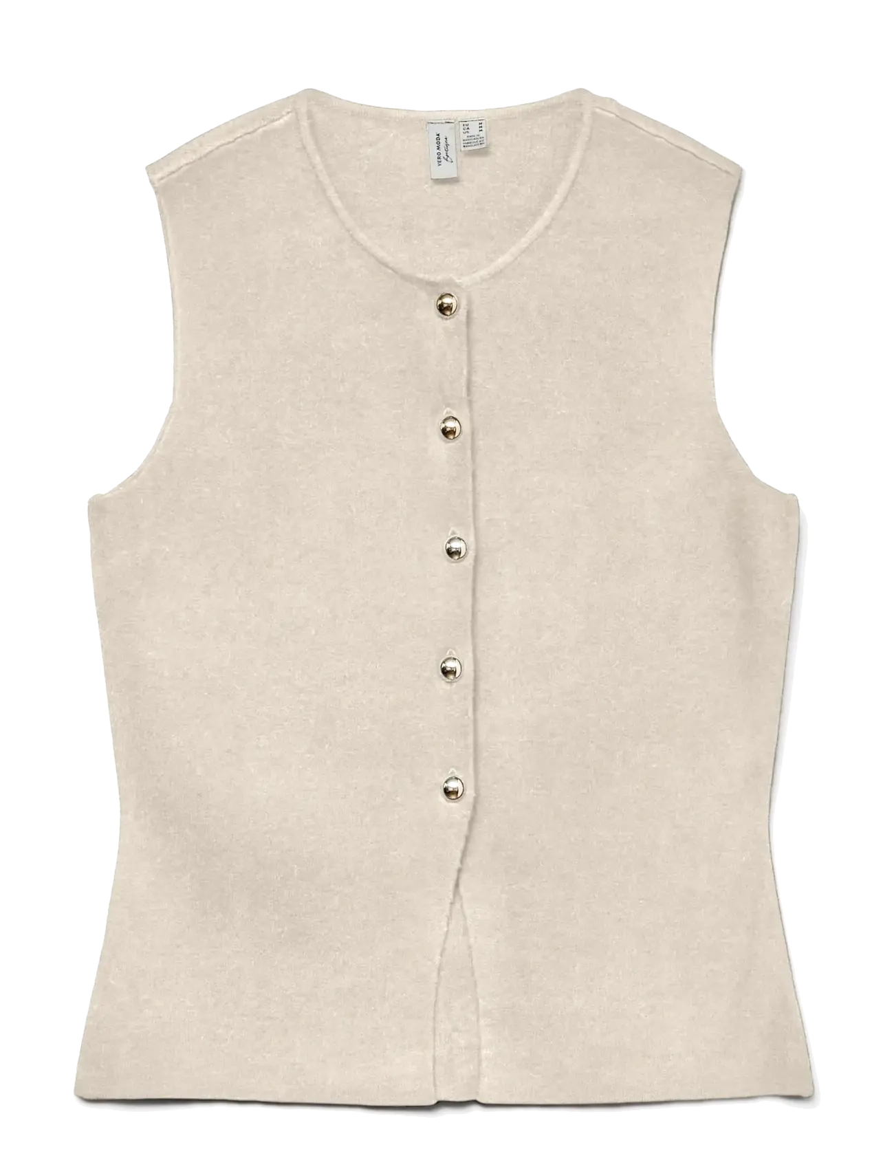 VERO MODA Vmsaba Sl O-Neck Button Vest Btq Cream - XS - Damen