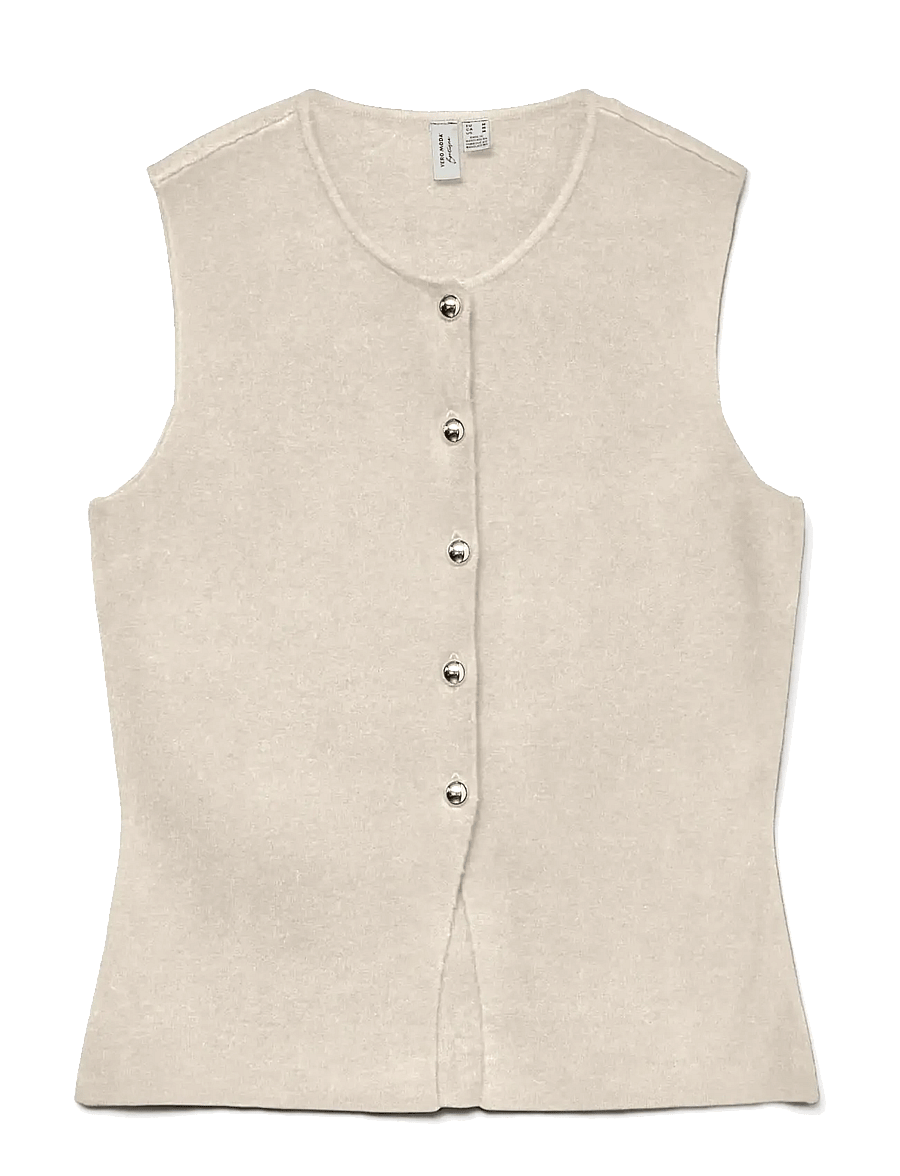 Vero Moda - VMSABA SL O-NECK BUTTON VEST BTQ - Ärmellose tops - birch - 1