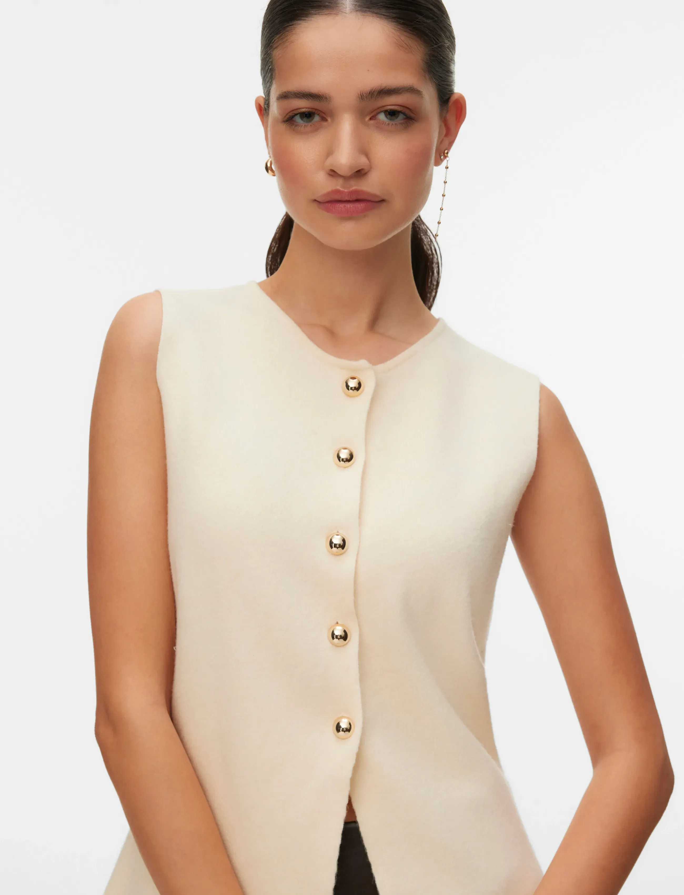 Vero Moda - VMSABA SL O-NECK BUTTON VEST BTQ - Ärmellose tops - birch - 3