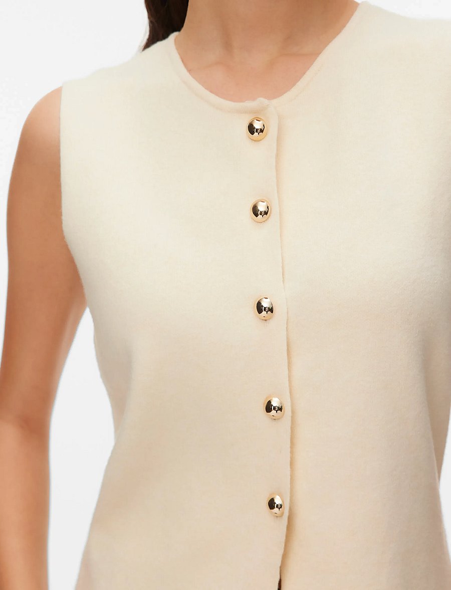 Vero Moda - VMSABA SL O-NECK BUTTON VEST BTQ - Ärmellose tops - birch - 4