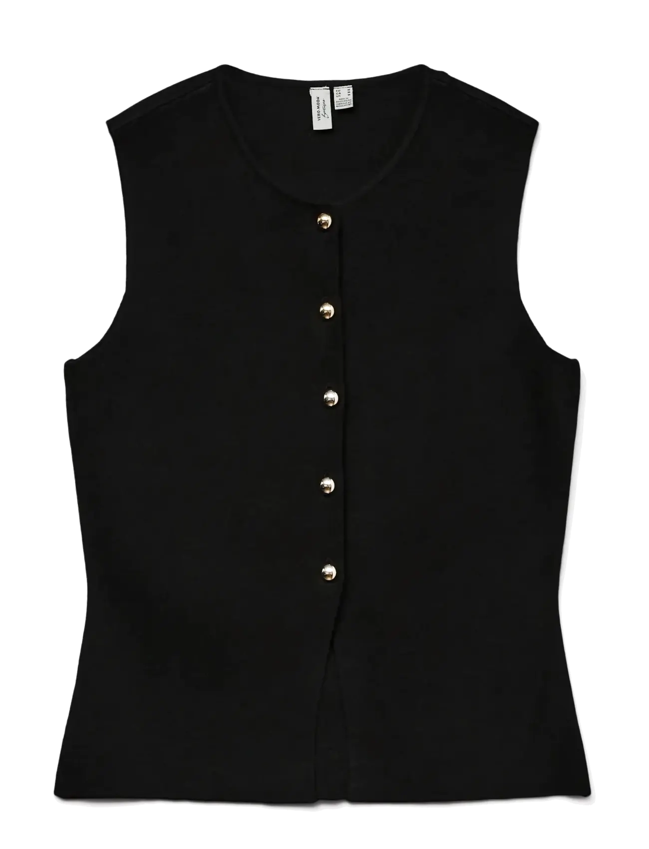 Vero Moda VMSABA SL O-NECK BUTTON VEST BTQ - Vero Moda - BLACK / black