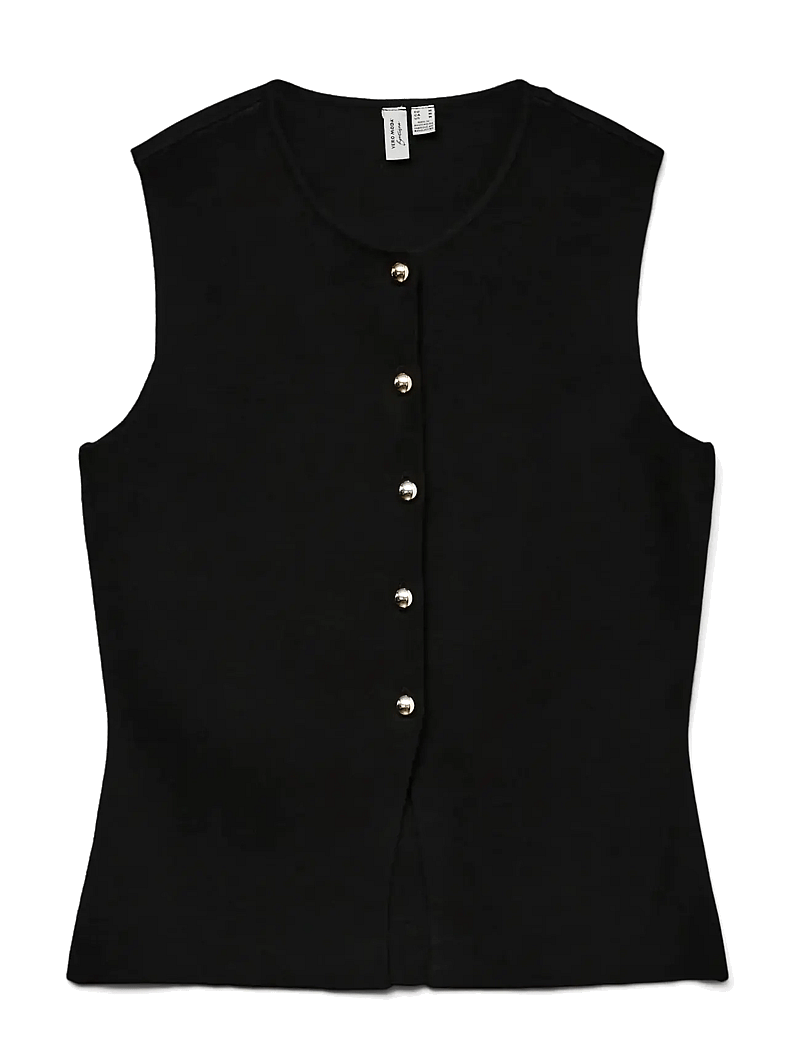 Vero Moda - VMSABA SL O-NECK BUTTON VEST BTQ - linnen - black - 1