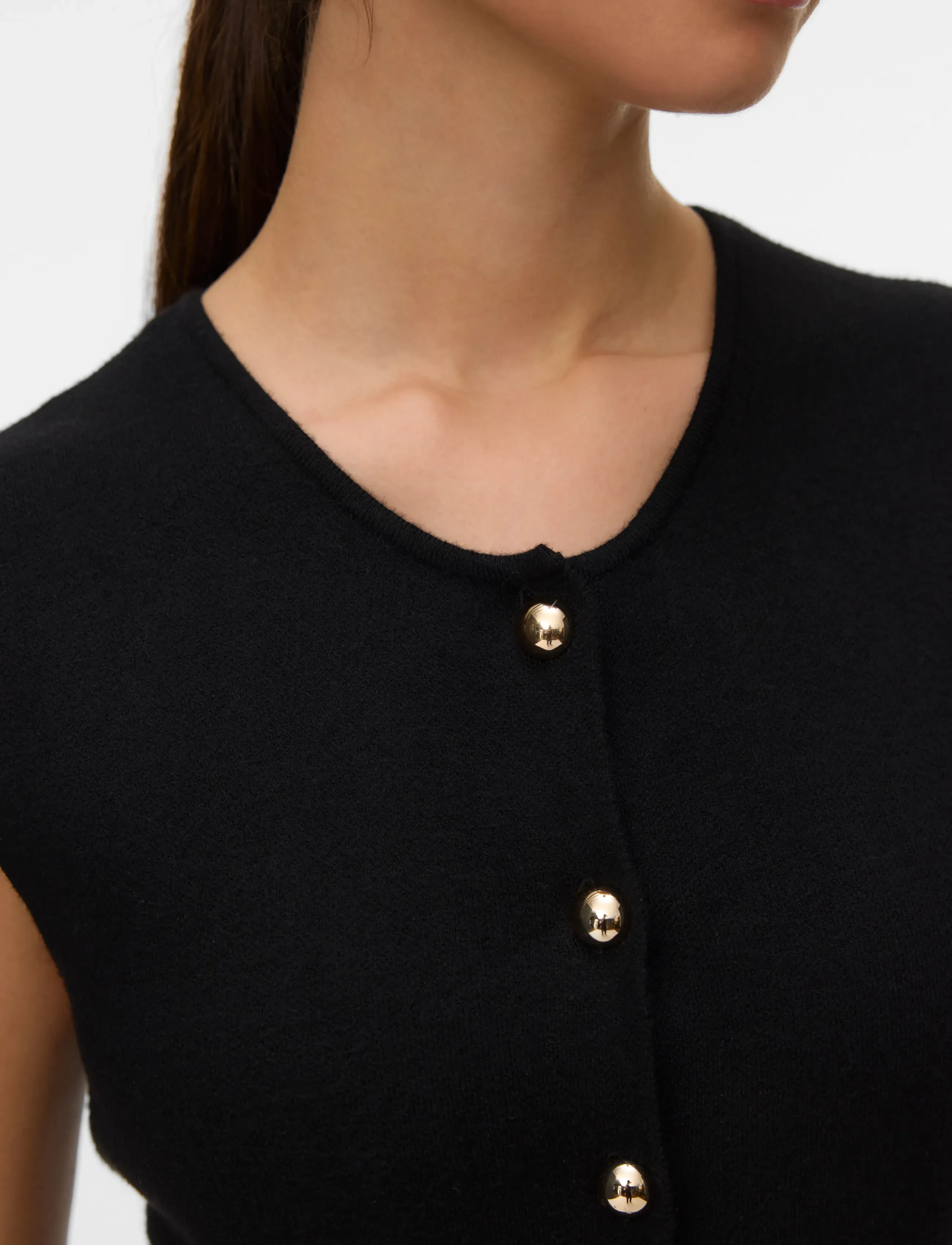 Vero Moda - VMSABA SL O-NECK BUTTON VEST BTQ - Ärmellose tops - black - 3