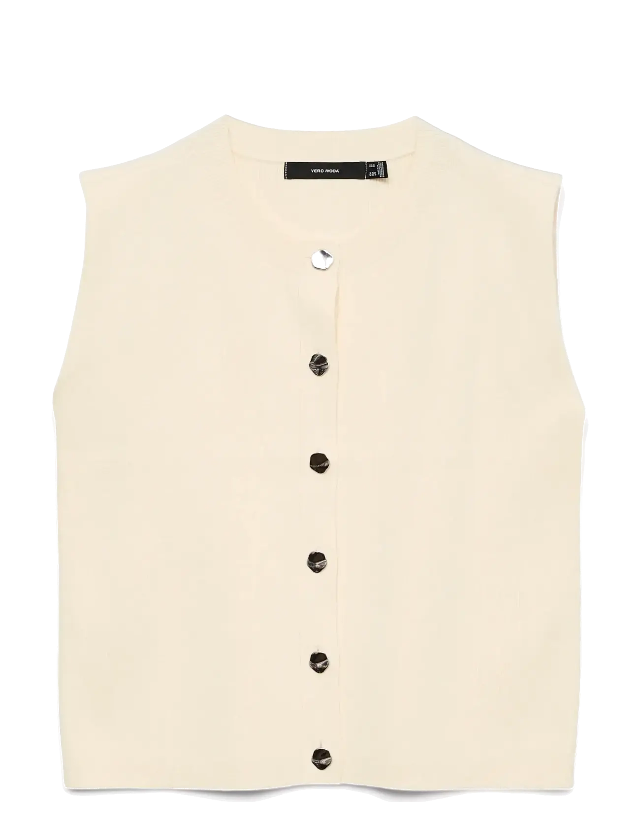Vero Moda VMGOLD SL O-NECK BUTTON VEST BOO - Västar - BIRCH / beige