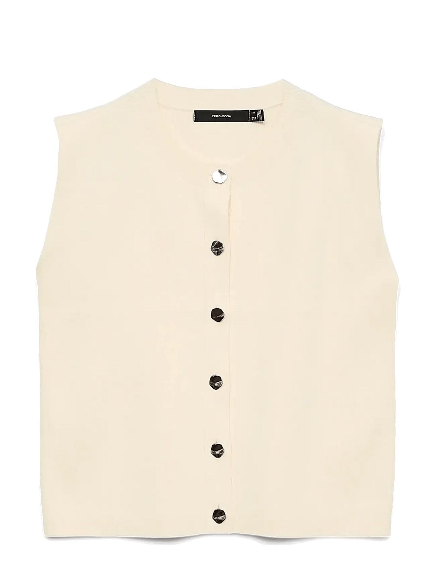 Vero Moda - VMGOLD SL O-NECK BUTTON VEST BOO - vestes tricot - birch - 1