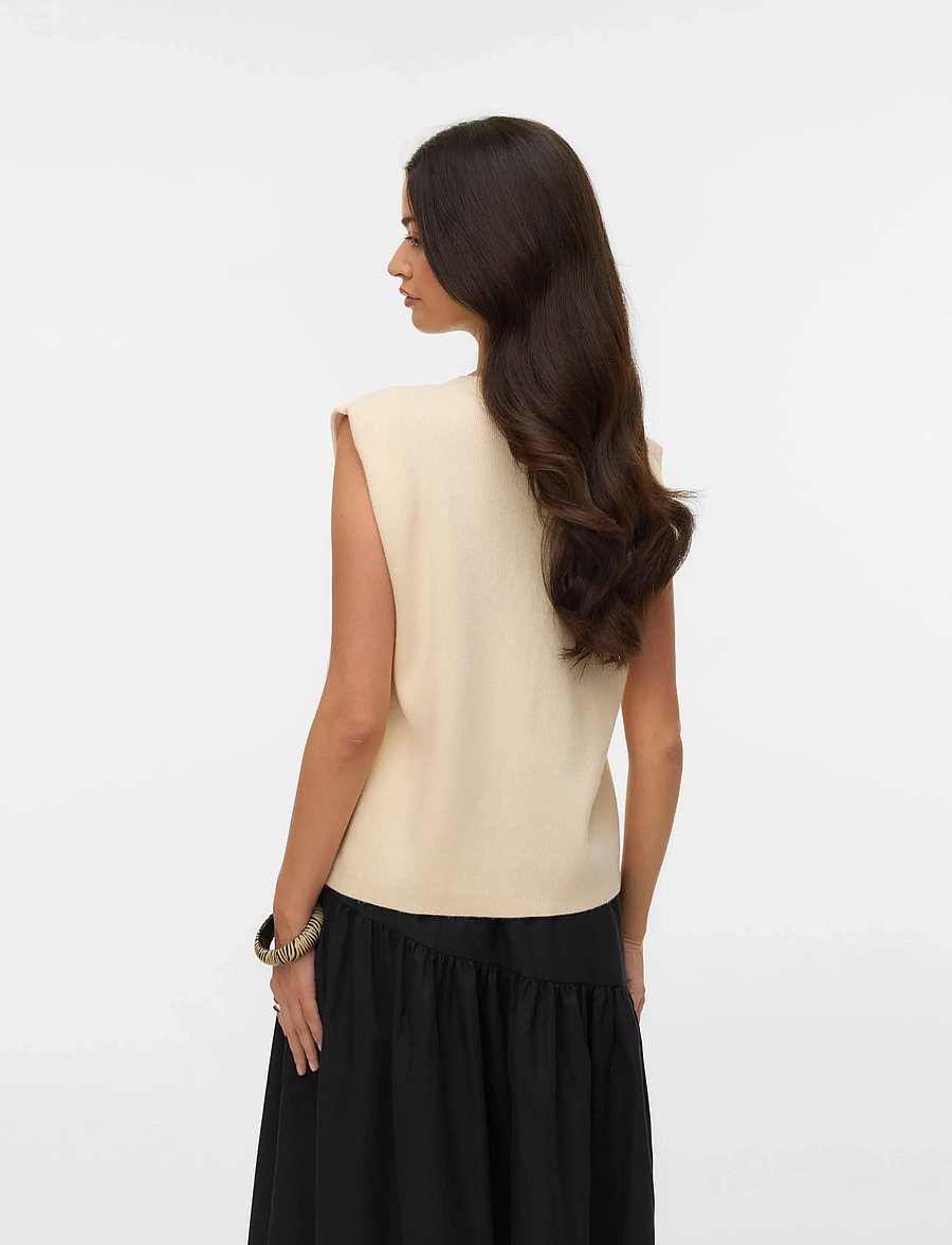 Vero Moda - VMGOLD SL O-NECK BUTTON VEST BOO - vestes tricot - birch - 2