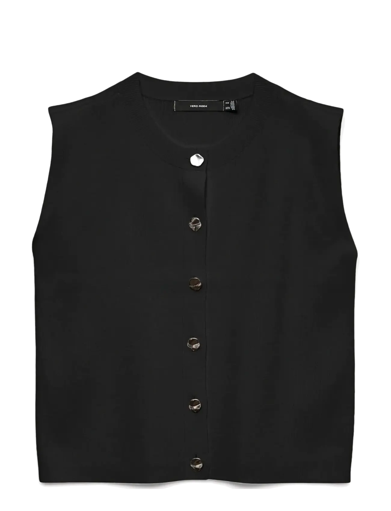 Vero Moda VMGOLD SL O-NECK BUTTON VEST BOO - Vero Moda - BLACK / black
