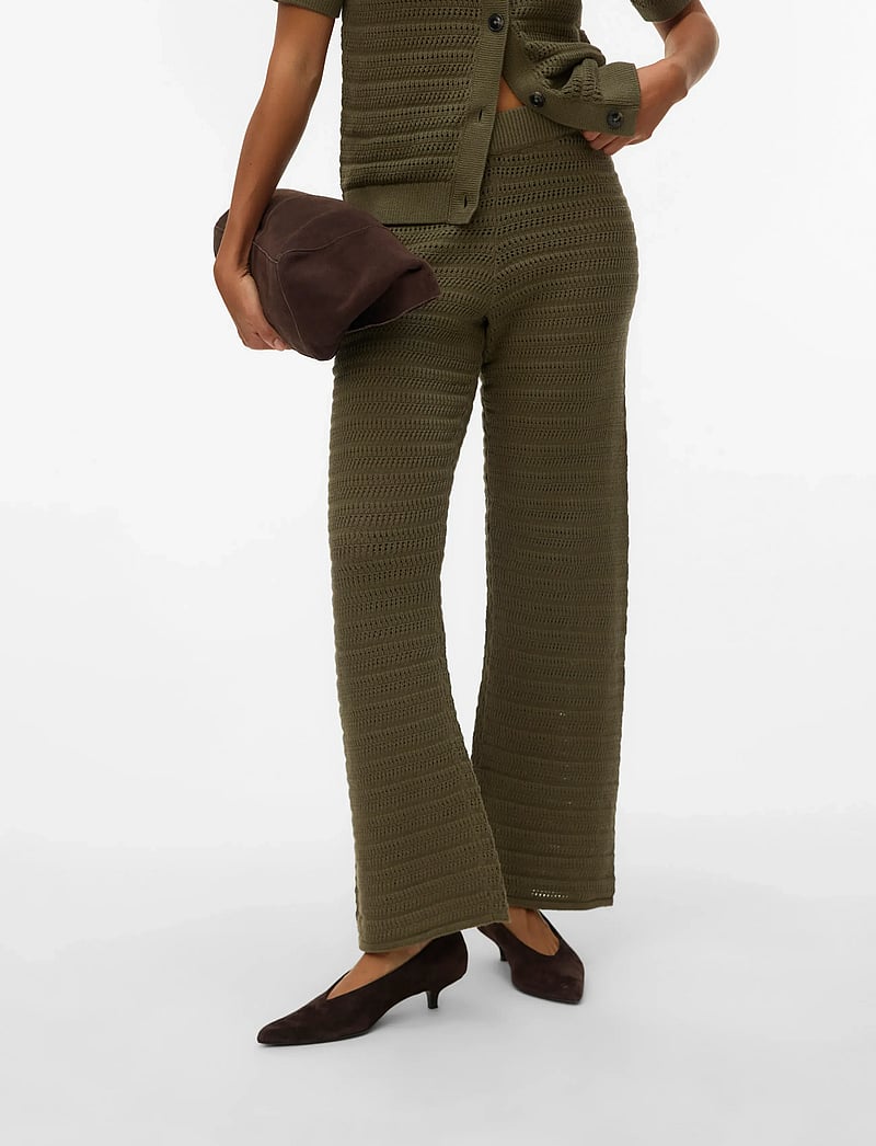 Vero Moda - VMHAYLEY NW LOOSE STITCH PANT BOO - utsvängda byxor - kalamata - 3