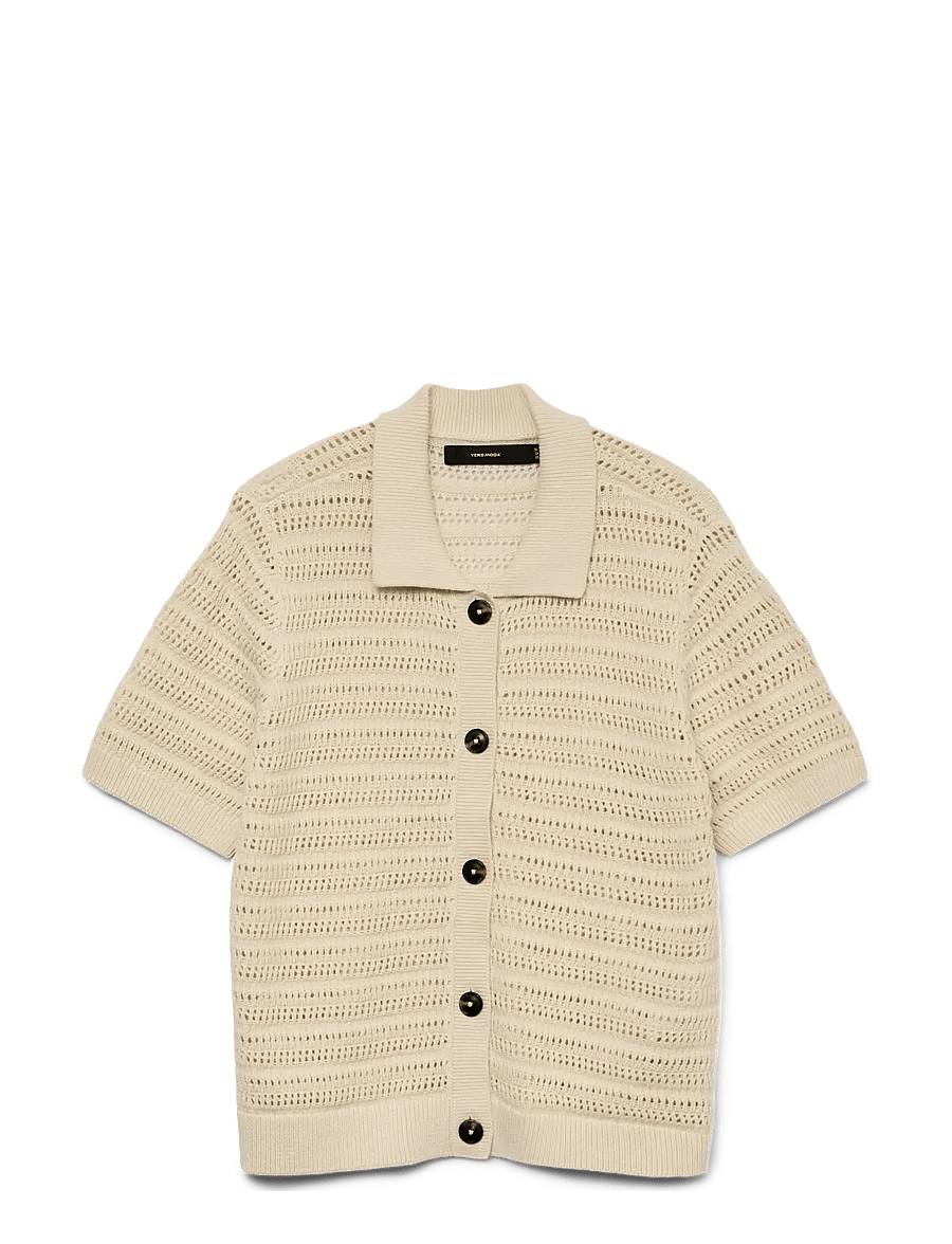 Vero Moda - VMHAYLEY 2/4 POLONECK CARDIGAN BOO - strickjacken - birch - 1