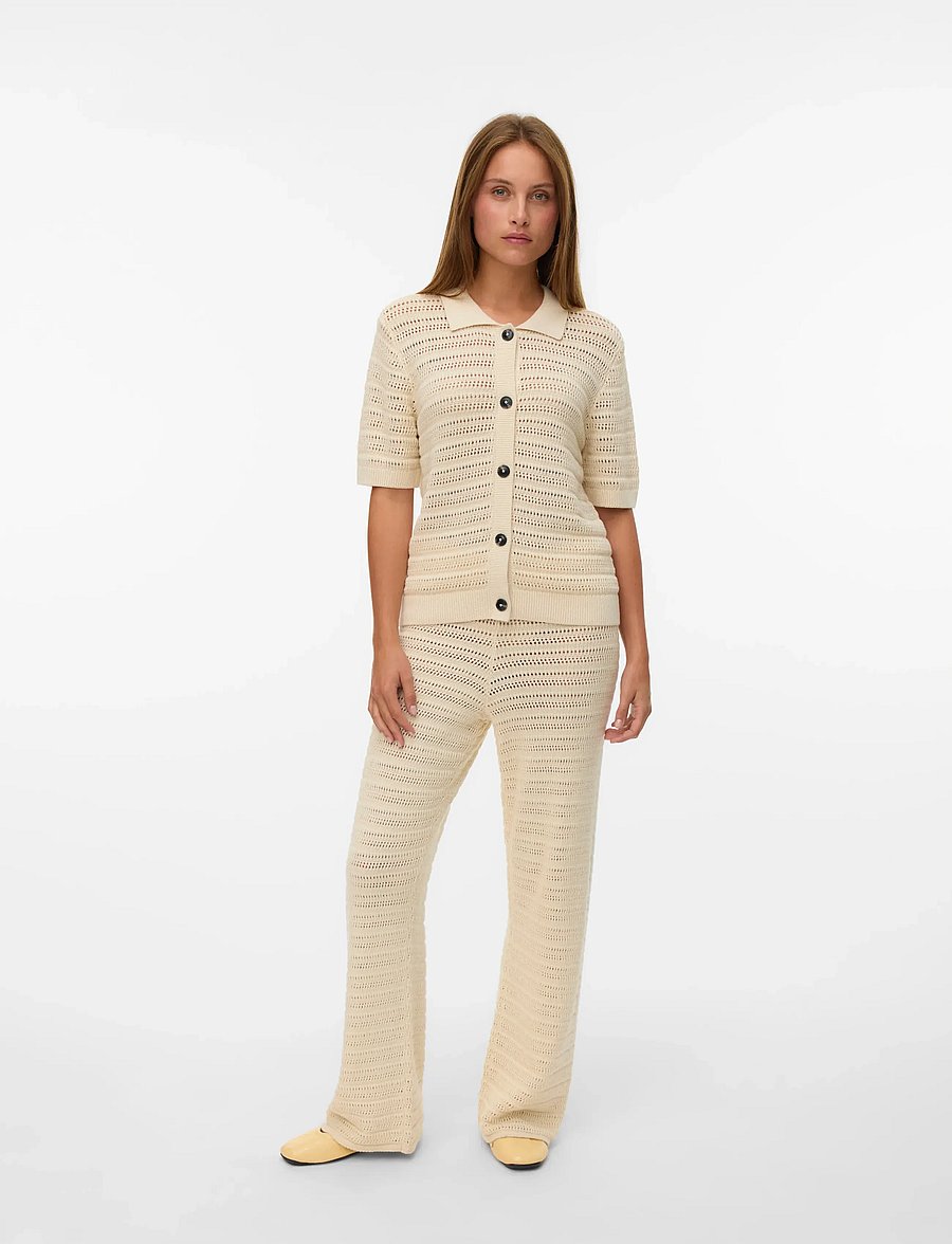 Vero Moda - VMHAYLEY 2/4 POLONECK CARDIGAN BOO - strickjacken - birch - 0