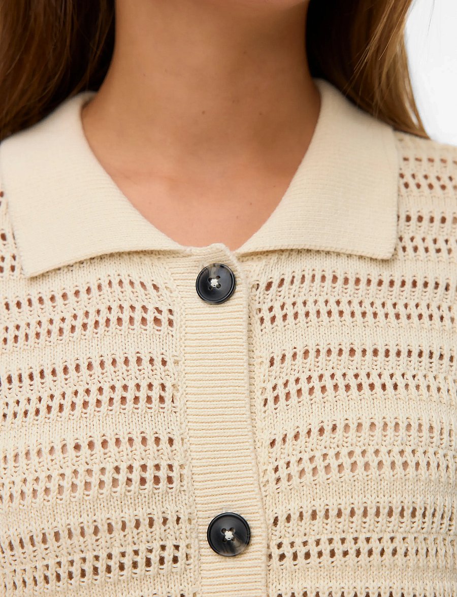 Vero Moda - VMHAYLEY 2/4 POLONECK CARDIGAN BOO - strickjacken - birch - 4