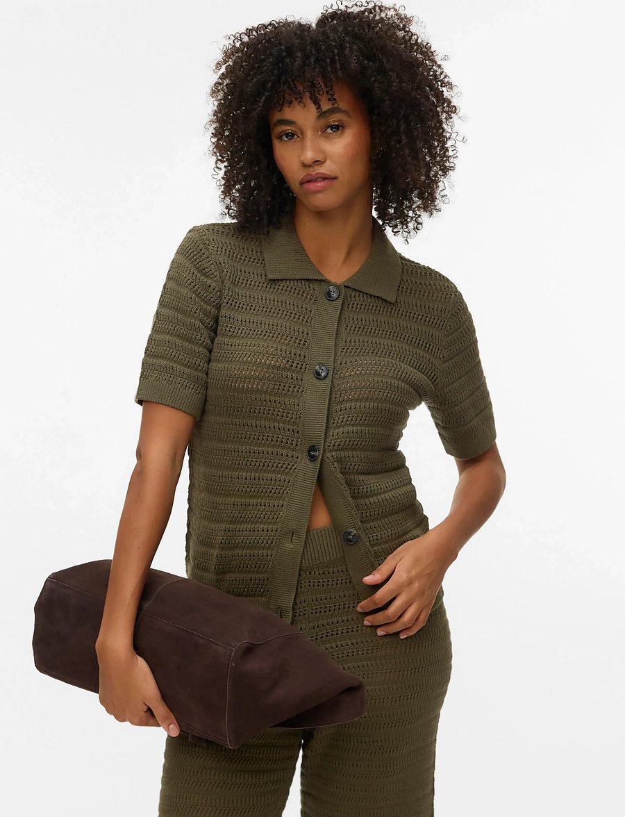 Vero Moda - VMHAYLEY 2/4 POLONECK CARDIGAN BOO - strickjacken - kalamata - 3