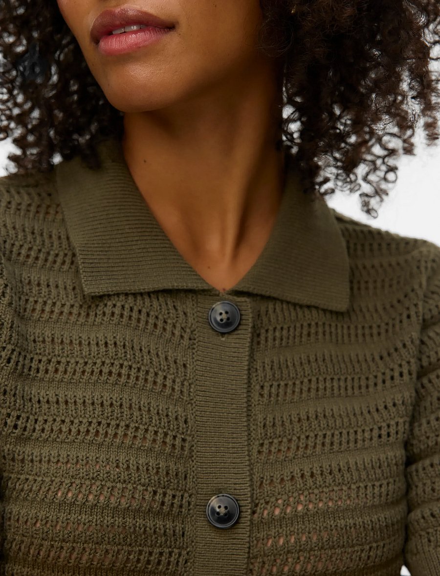 Vero Moda - VMHAYLEY 2/4 POLONECK CARDIGAN BOO - strickjacken - kalamata - 4