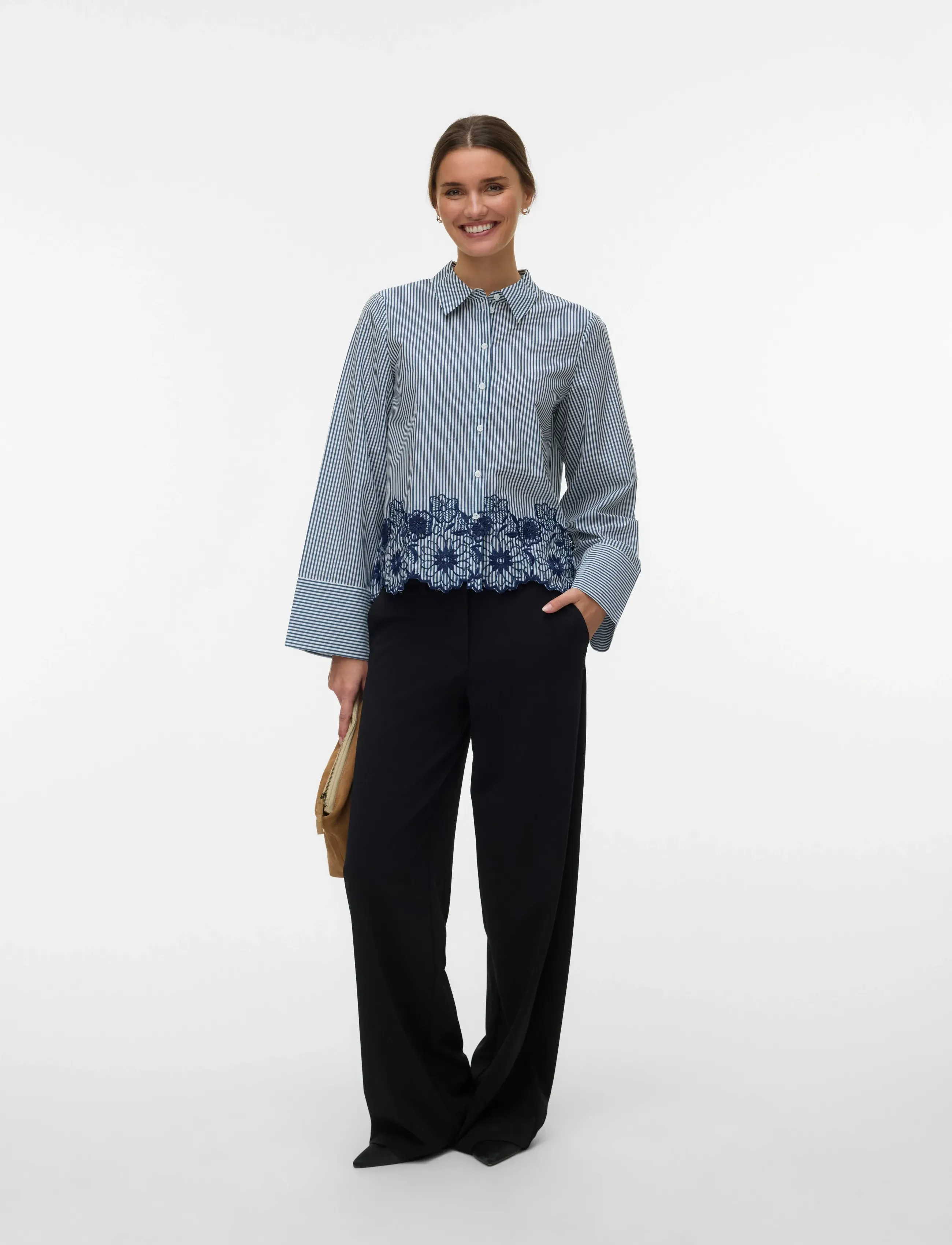 Vero Moda VMMARY LS SHIRT WVN GA - Shirts - CLOUD DANCER / navy