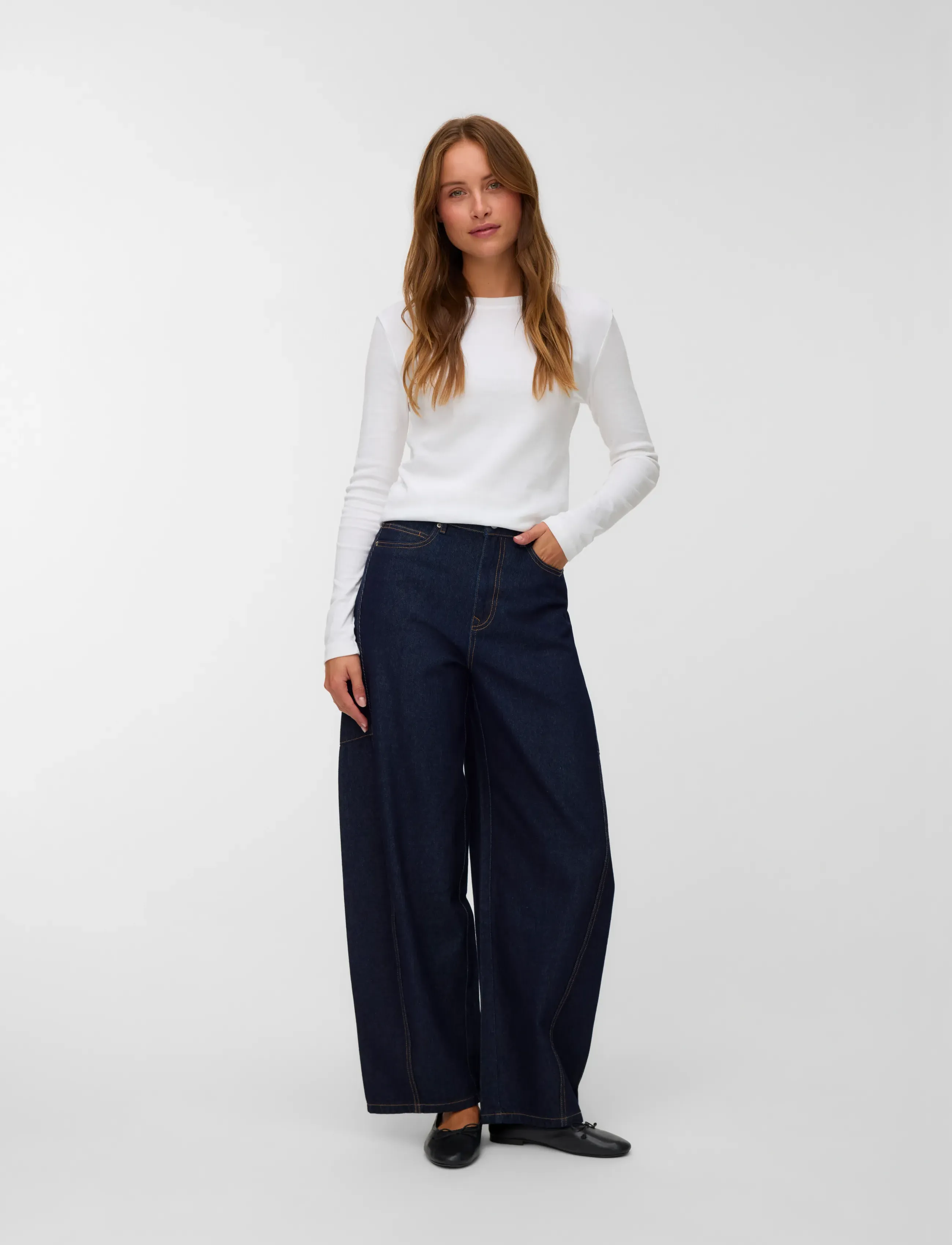 Vero Moda VMKAITLIN HR WIDE BARREL JEANS SI352 - Jeans - DARK BLUE DENIM / blue
