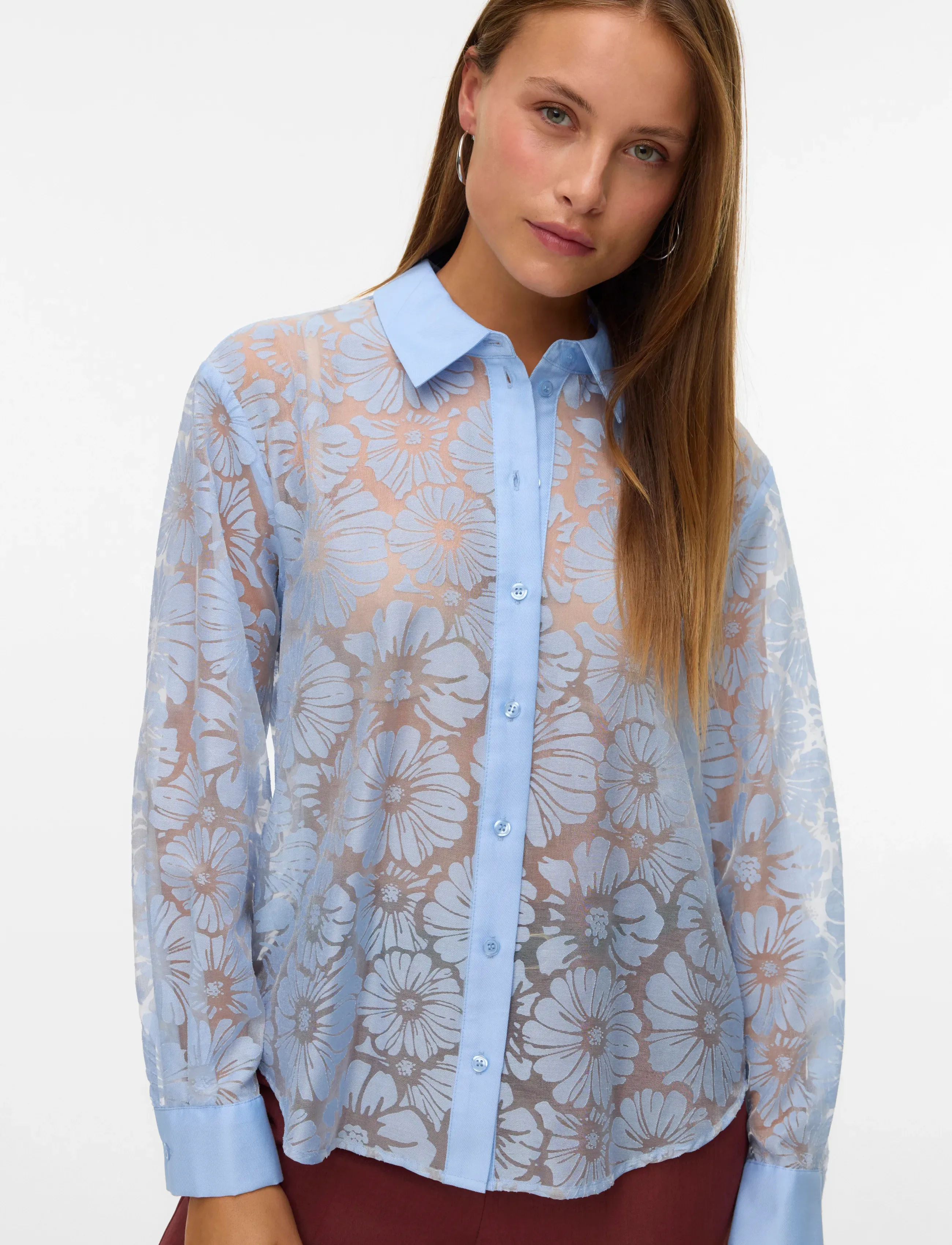 Vero Moda - VMKOVA LS SHIRT WVN - långärmade skjortor - brunnera blue - 4