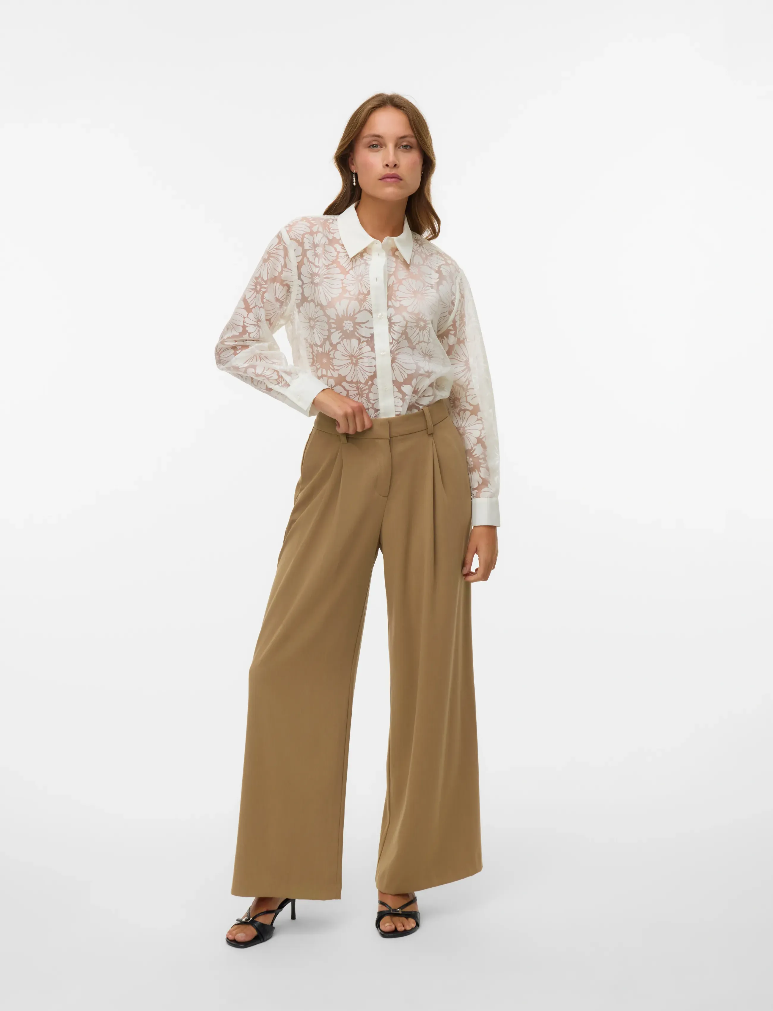 Vero Moda Vmkova Ls Shirt Wvn, S, White, Skjorter > Langærmede, Dame