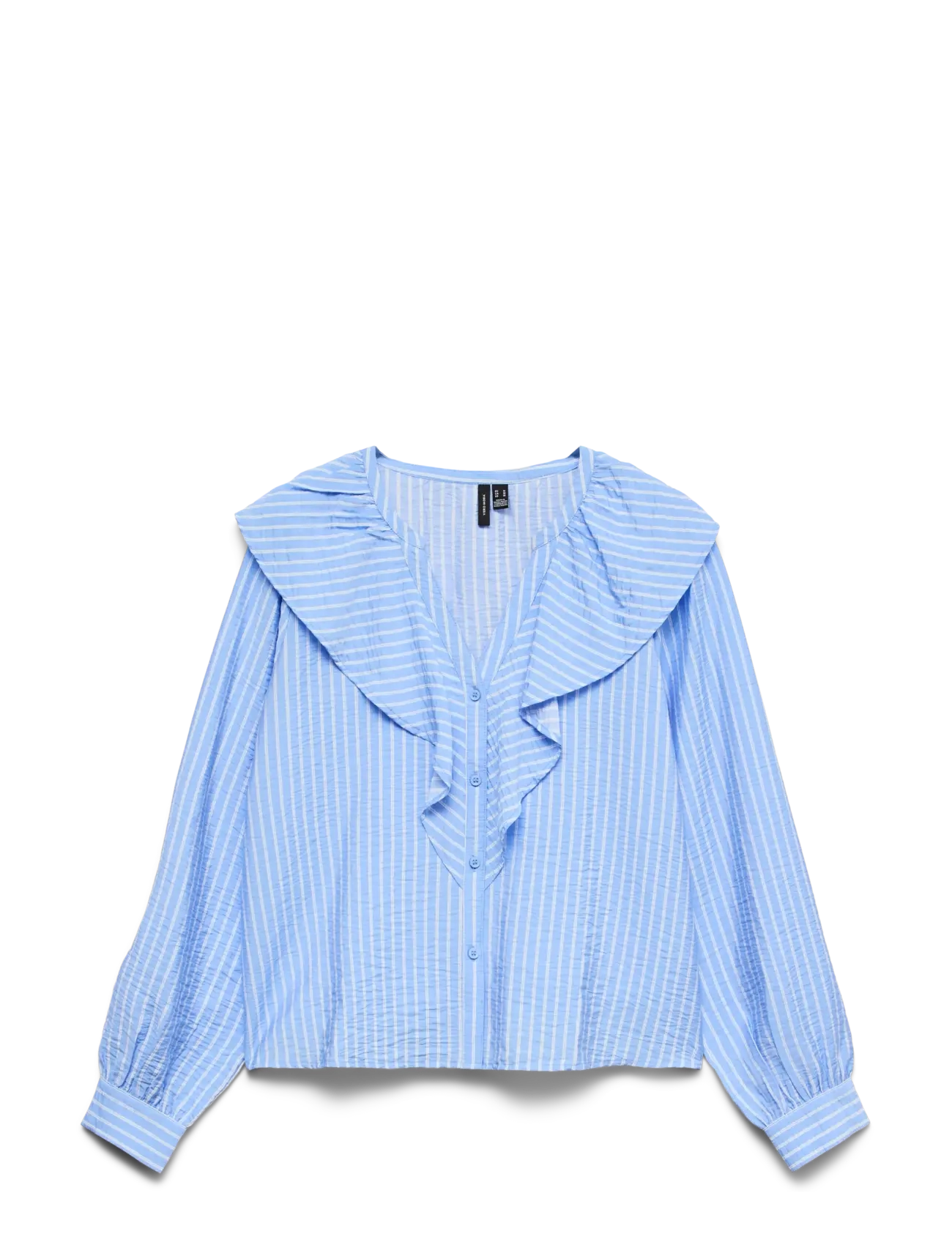 Vero Moda VMKAJA LS V-NECK FRILL SHIRT WVN - Bluser - VISTA BLUE / blue