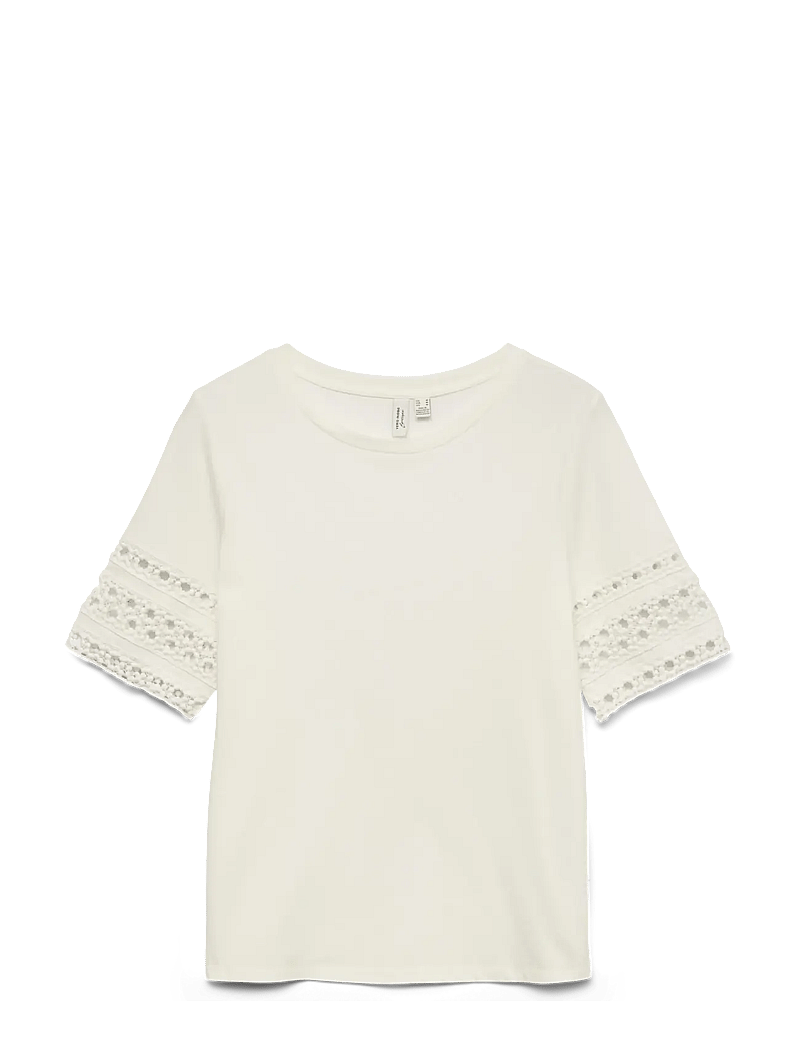 Vero Moda - VMIVACY 2/4 O-NECK TOP JRS BTQ - t-särgid - snow white - 1