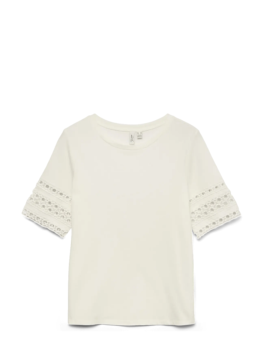 Vero Moda - VMIVACY 2/4 O-NECK TOP JRS BTQ - t-shirts - snow white - 1